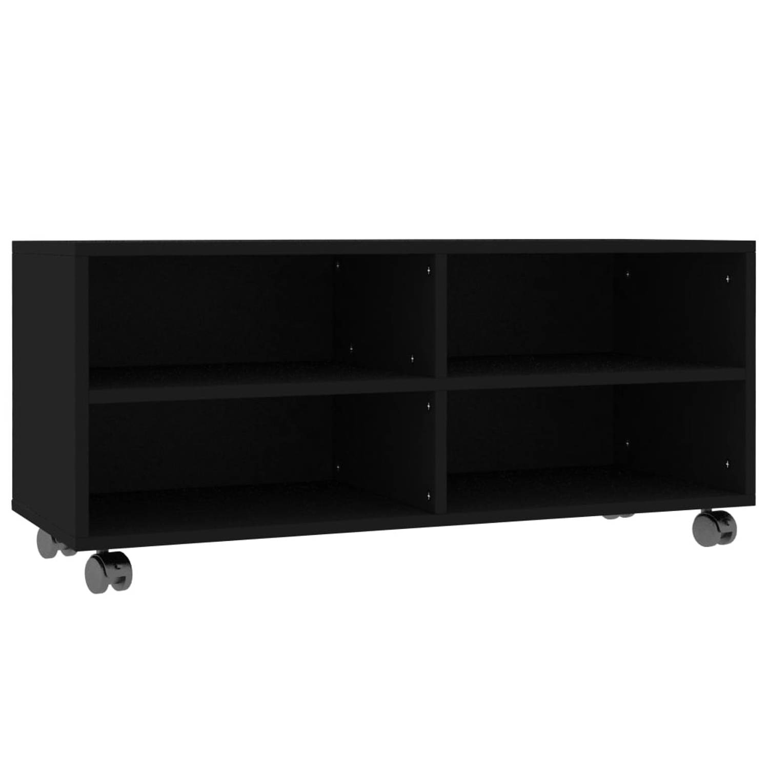 The Living Store Tv-meubel met wieltjes 90x35x35 cm bewerkt hout zwart