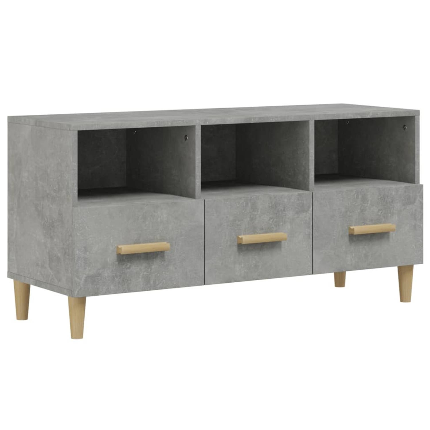 The Living Store TV-meubel - Modern - Betongrijs - 102 x 36 x 50 cm - Hoge kwaliteit