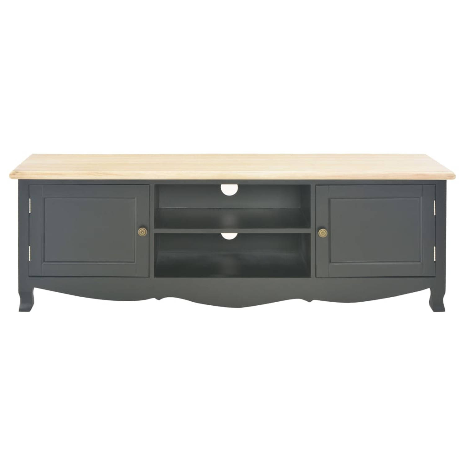 The Living Store TV-meubel - Paulownia fineer - 120 x 30 x 40 cm - Zwart en natuurlijke houtkleur