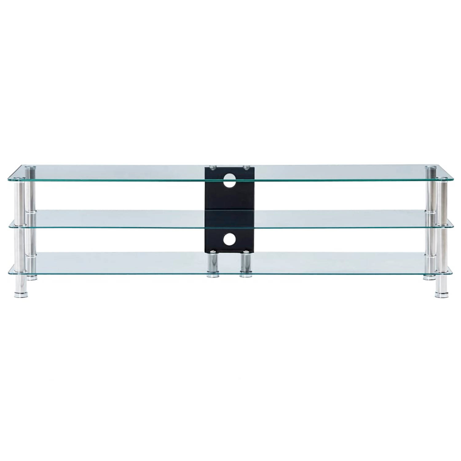 The Living Store TV-meubel - glas - 150 x 40 x 40 cm - 2 glazen schappen - transparant