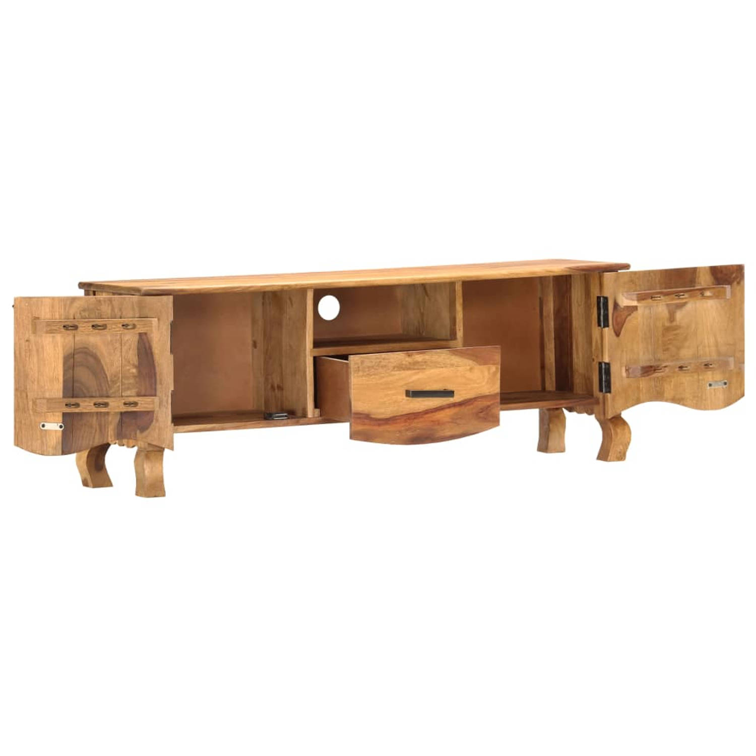 The Living Store Sheesham TV-meubel - 115 x 30 x 42 cm - Massief hout - Uniek design