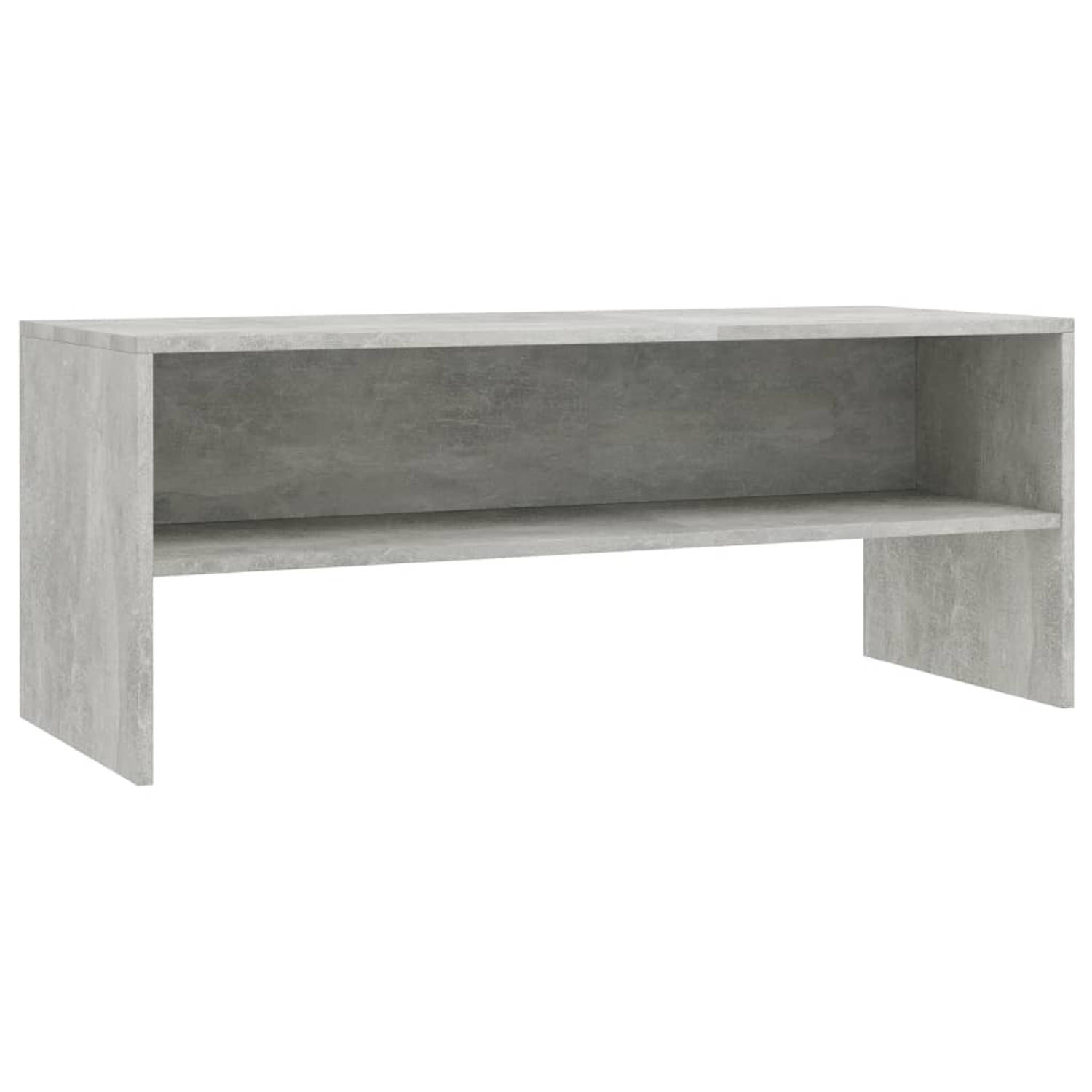 The Living Store Vintage TV-meubel - Betongrijs - 100 x 40 x 40 cm - Met open vak