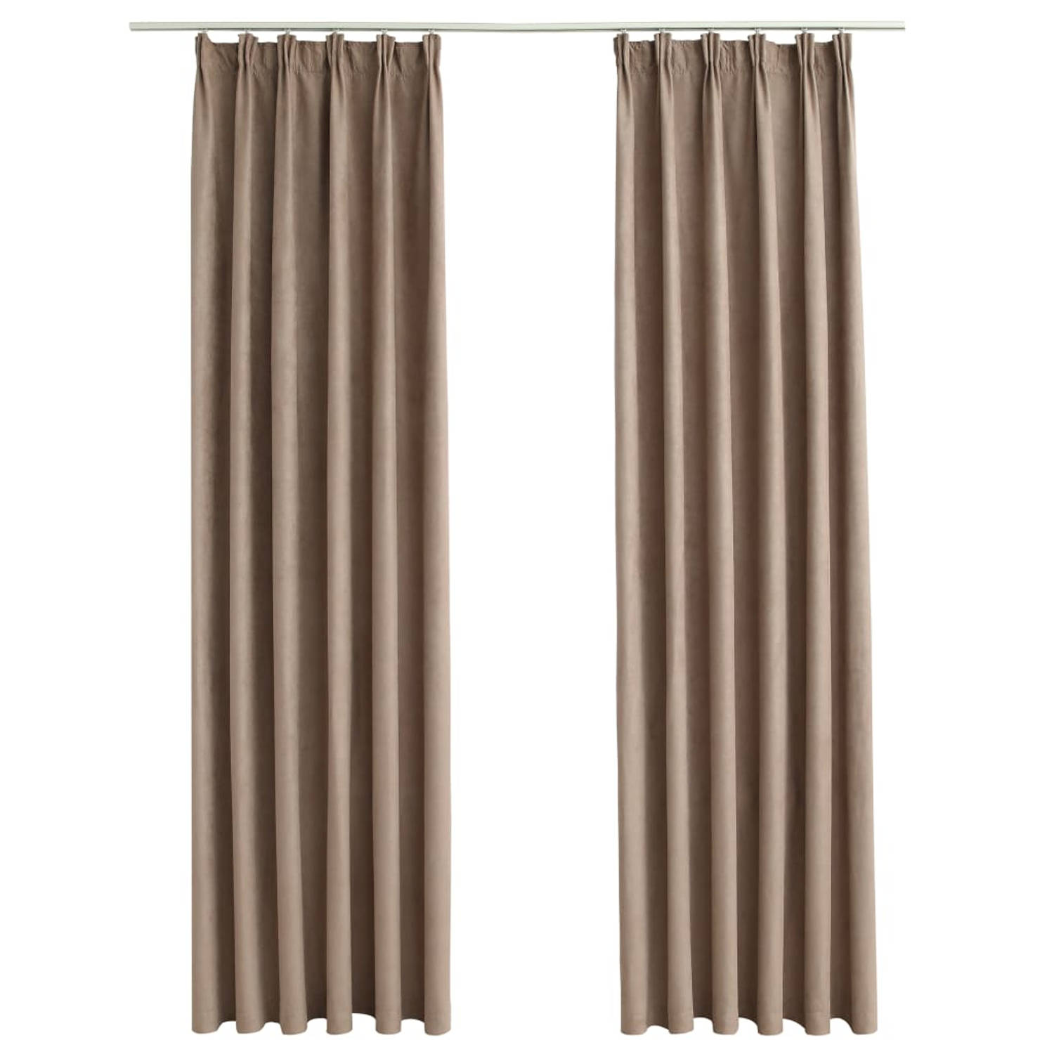 The Living Store Gordijnen Luxe Taupe 140x175 cm - Suède-touch - Polyester