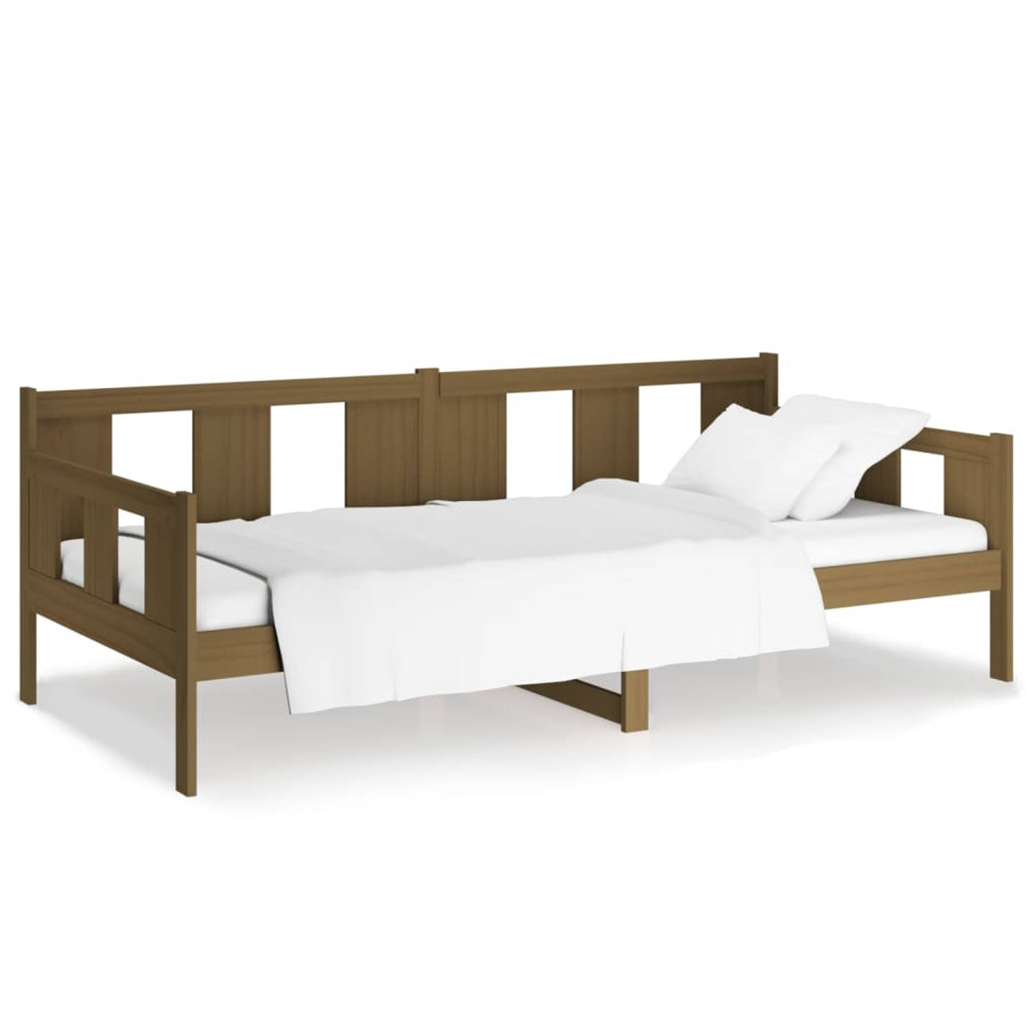 The Living Store Slaapbank massief grenenhout honingbruin 90x190 cm - Slaapbank - Slaapbanken - Bedbank - Bed - Bedframe - Houten Bedframe - Bedbodem - Logeerbed - Slaapmeubel - Le