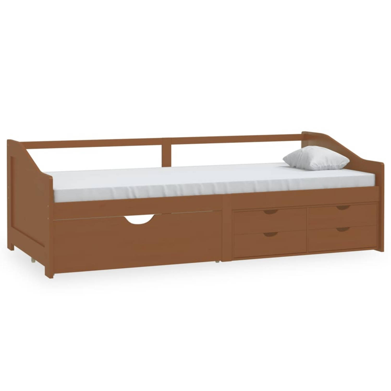 The Living Store Bedbank 3-zits met lades grenenhout honingbruin 90x200 cm - Bedbank - Bedbanken - Bed Bank - Bed Banken - Slaapbank - Slaapbanken - Slaap Bank - Slaap Banken - Hou