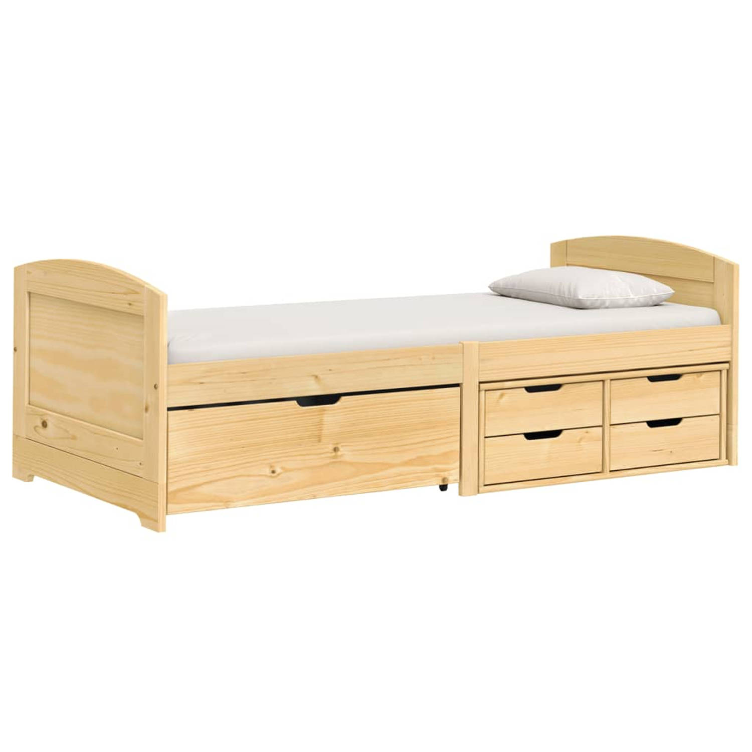 The Living Store Slaapbank met 5 lades IRUN 90x200 cm massief grenenhout - Slaapbank - Slaapbanken - Bedbank - Bed Bank - Slaap Bank - Houten Bedbank - Houten Slaapbank - Logeerbed