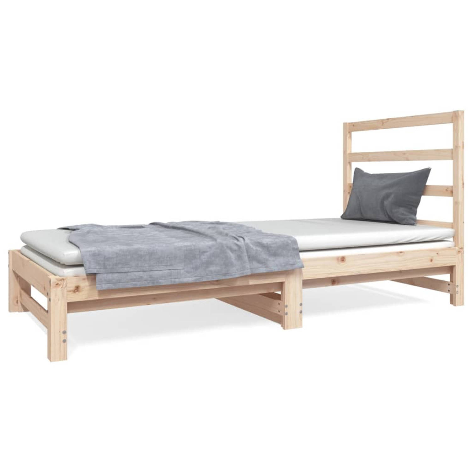 The Living Store Slaapbank uitschuifbaar massief grenenhout 2x(90x190) cm - Slaapbank - Slaapbanken - Bedbank - Bed - Bedframe - Houten Bedframe - Bedbodem - Logeerbed - Slaapmeube