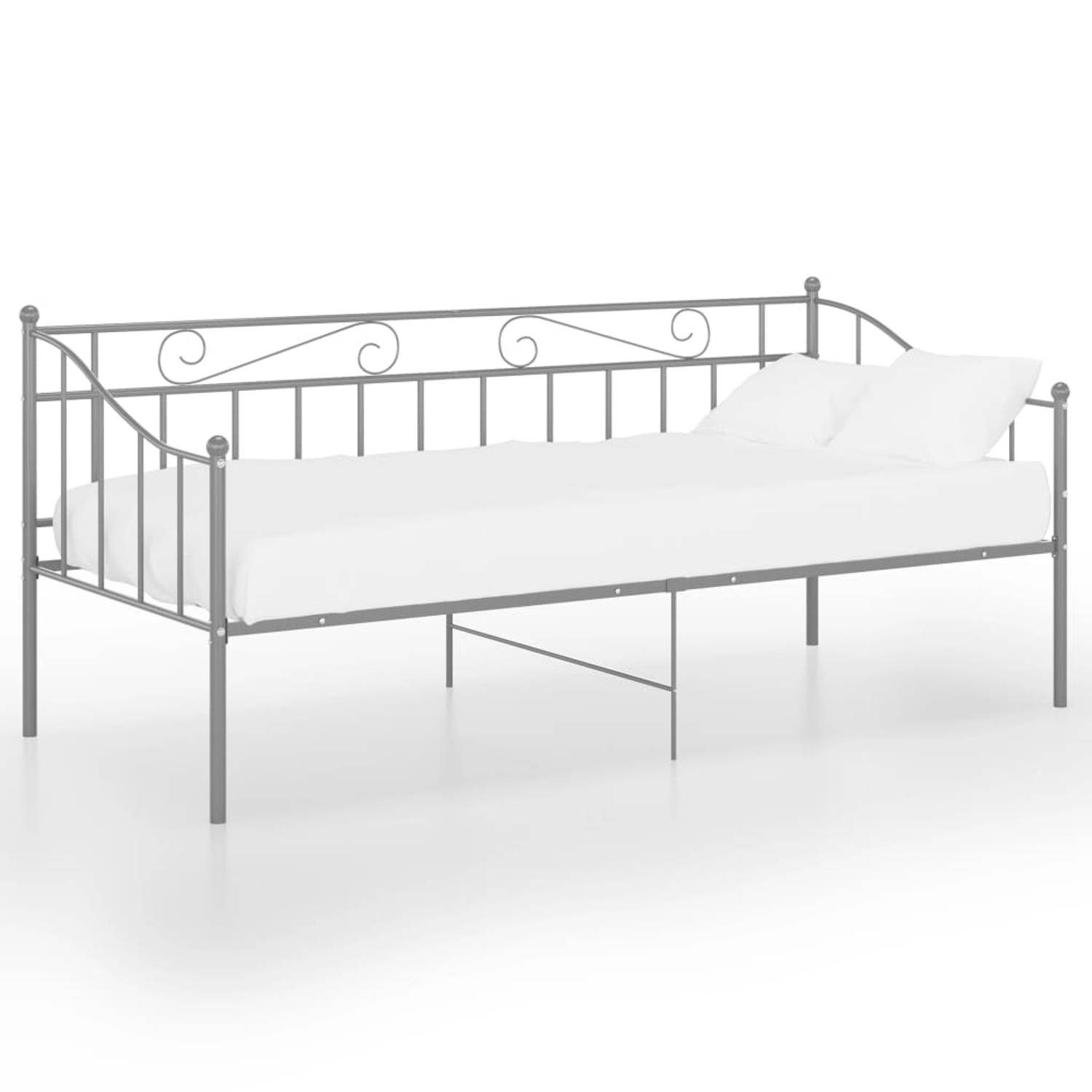 The Living Store Slaapbankframe metaal grijs 90x200 cm - Bedbankframe - Bedbankframes - Slaapbankframe - Slaapbankframes - Bedframe - Bedframes - Ledikant - Ledikanten - Logeerbed