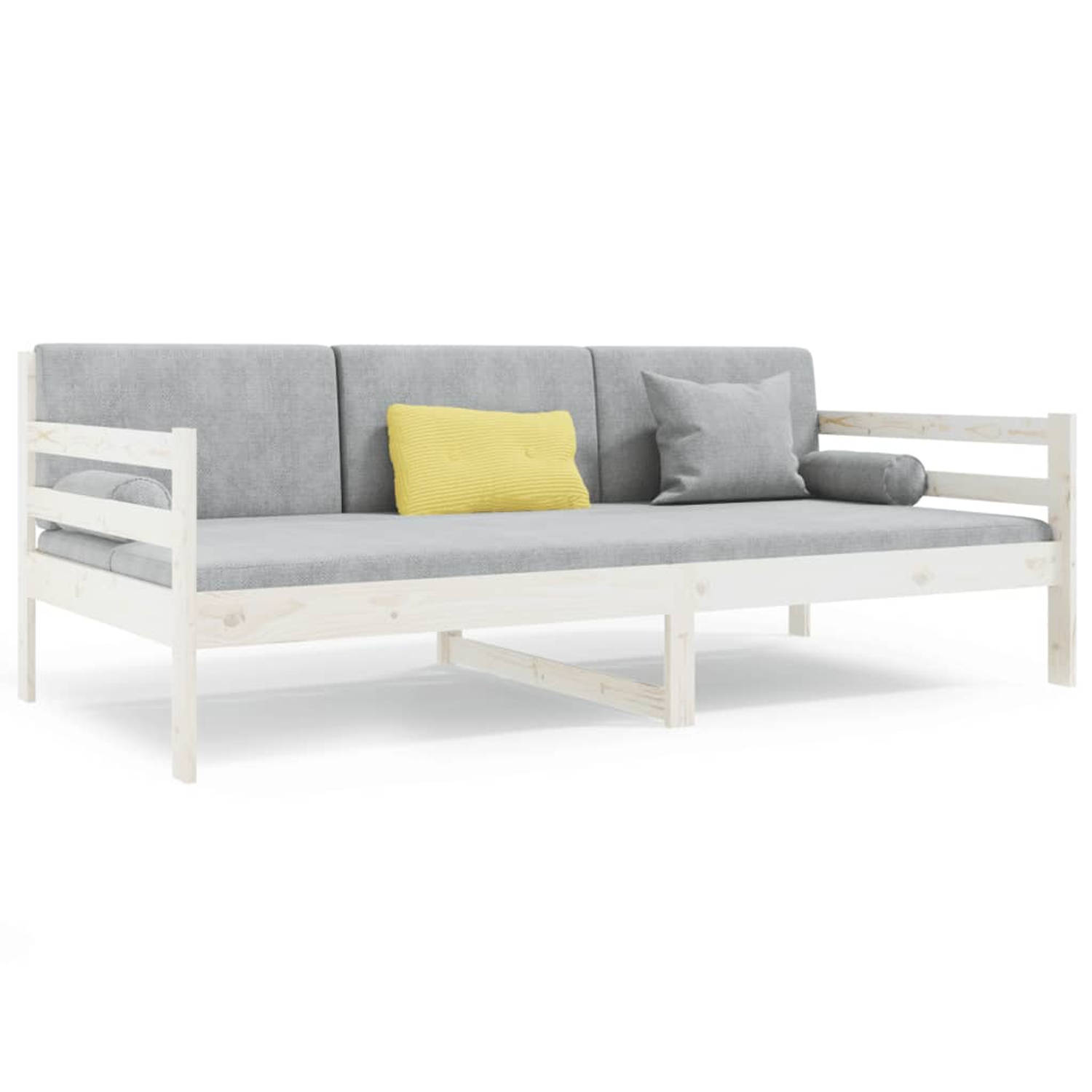 The Living Store Slaapbank 80x200 cm massief grenenhout wit - Slaapbank - Slaapbanken - Bedbank - Bed - Bedframe - Houten Bedframe - Bedbodem - Logeerbed - Slaapmeubel - Ledikant -