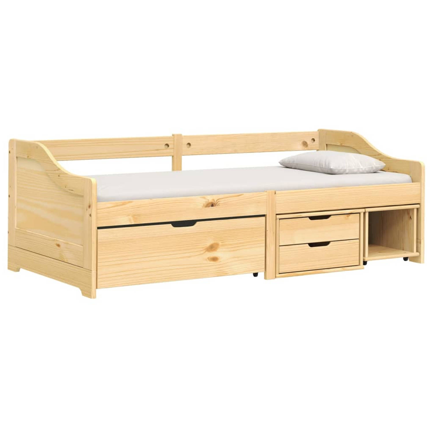 The Living Store Slaapbank met 3 lades IRUN 90x200 cm massief grenenhout - Bed