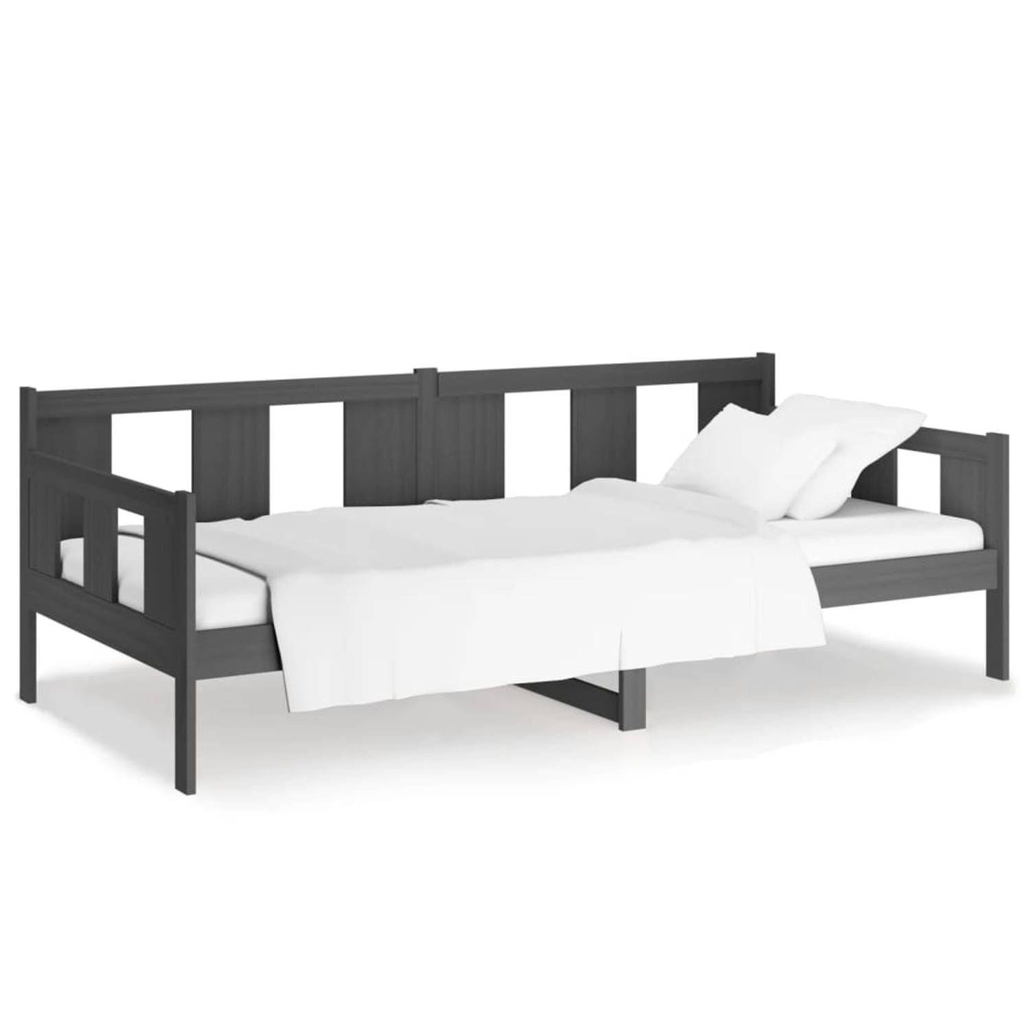 The Living Store Slaapbank massief grenenhout grijs 90x200 cm - Slaapbank - Slaapbanken - Bedbank - Bed - Bedframe - Houten Bedframe - Bedbodem - Logeerbed - Slaapmeubel - Ledikant