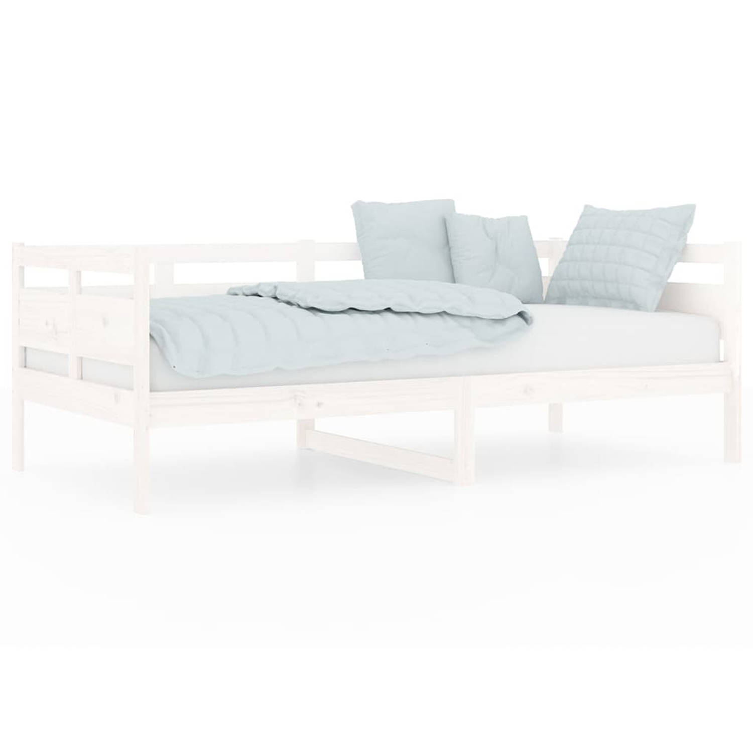 The Living Store Slaapbank massief grenenhout wit 90x190 cm - Slaapbank - Slaapbanken - Bedbank - Bed - Bedframe - Houten Bedframe - Bedbodem - Slaapmeubel - Ledikant - Bedbanken -