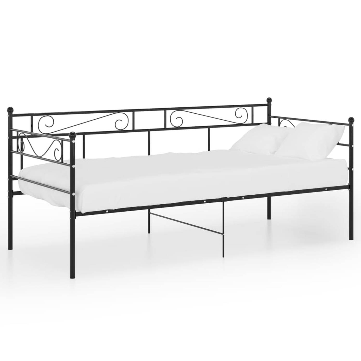 The Living Store Slaapbankframe metaal zwart 90x200 cm - Bedbankframe - Bedbankframes - Slaapbankframe - Slaapbankframes - Bedframe - Bedframes - Ledikant - Ledikanten - Logeerbed