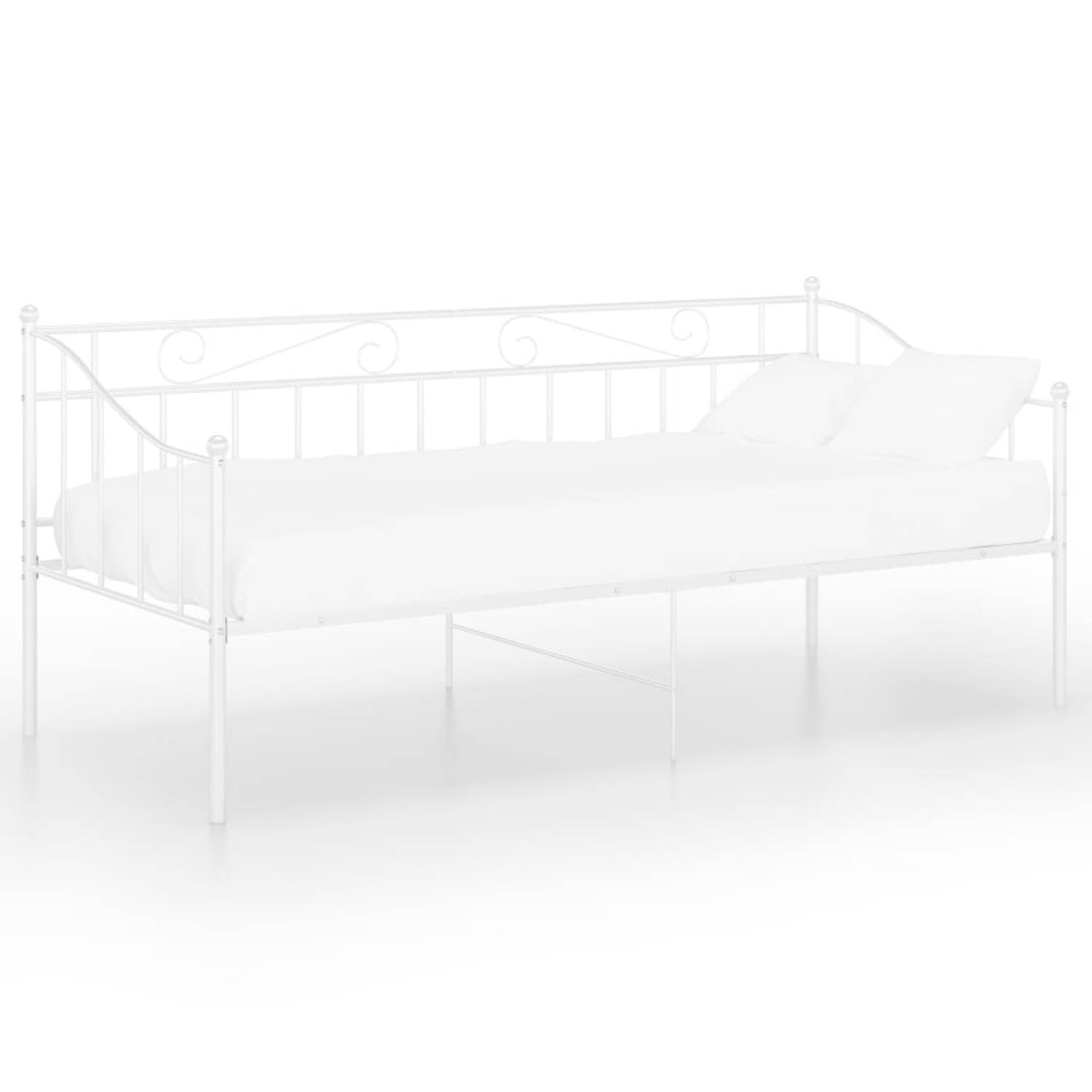 The Living Store Slaapbankframe metaal wit 90x200 cm - Bedbankframe - Bedbankframes - Slaapbankframe - Slaapbankframes - Bedframe - Bedframes - Ledikant - Ledikanten - Logeerbed -