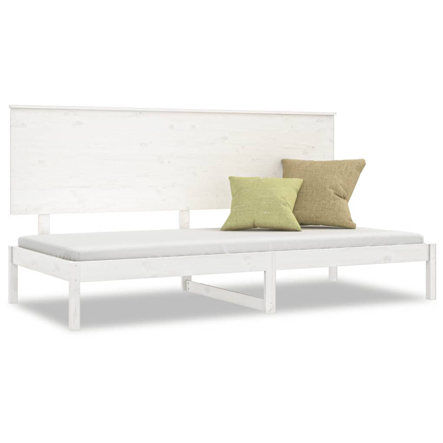 The Living Store Slaapbank 80x200 cm massief grenenhout wit - Slaapbank - Slaapbanken - Bedbank - Bed - Bedframe - Houten Bedframe - Bedbodem - Logeerbed - Slaapmeubel - Ledikant -