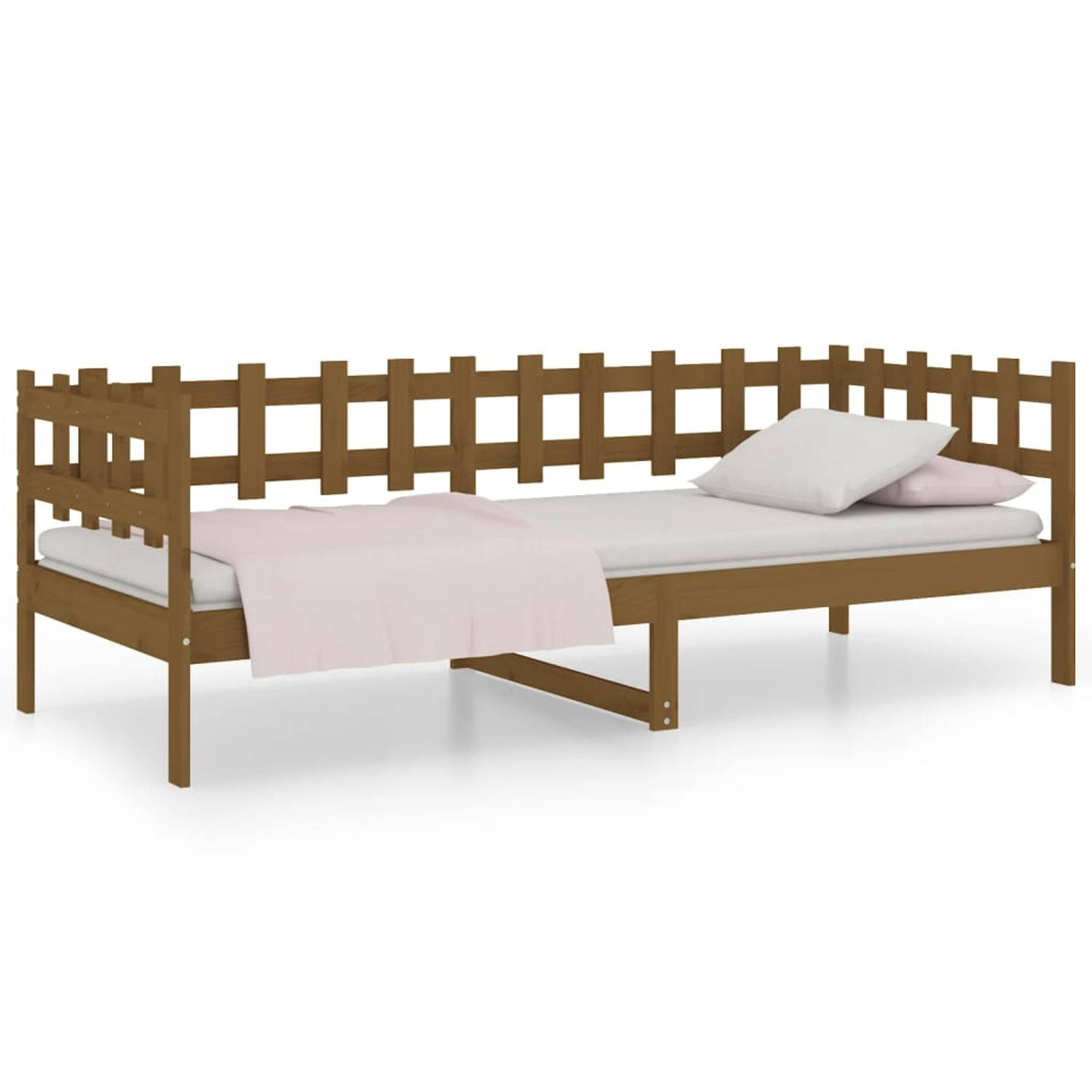 The Living Store Slaapbank 90x190 cm massief grenenhout honingbruin - Slaapbank - Slaapbanken - Bedbank - Bed - Bedframe - Houten Bedframe - Bedbodem - Logeerbed - Slaapmeubel - Le