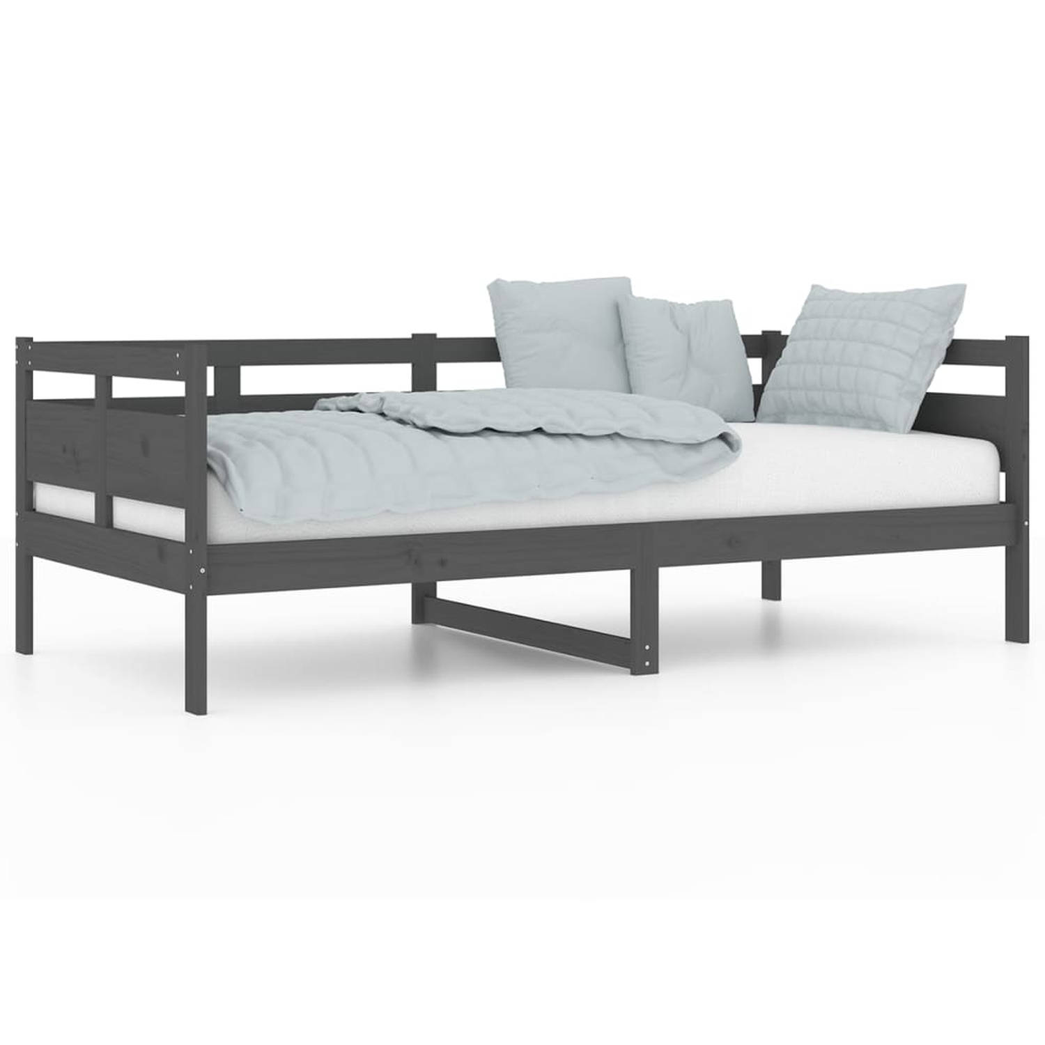 The Living Store Slaapbank massief grenenhout grijs 90x190 cm - Slaapbank - Slaapbanken - Bedbank - Bed - Bedframe - Houten Bedframe - Bedbodem - Slaapmeubel - Ledikant - Bedbanken