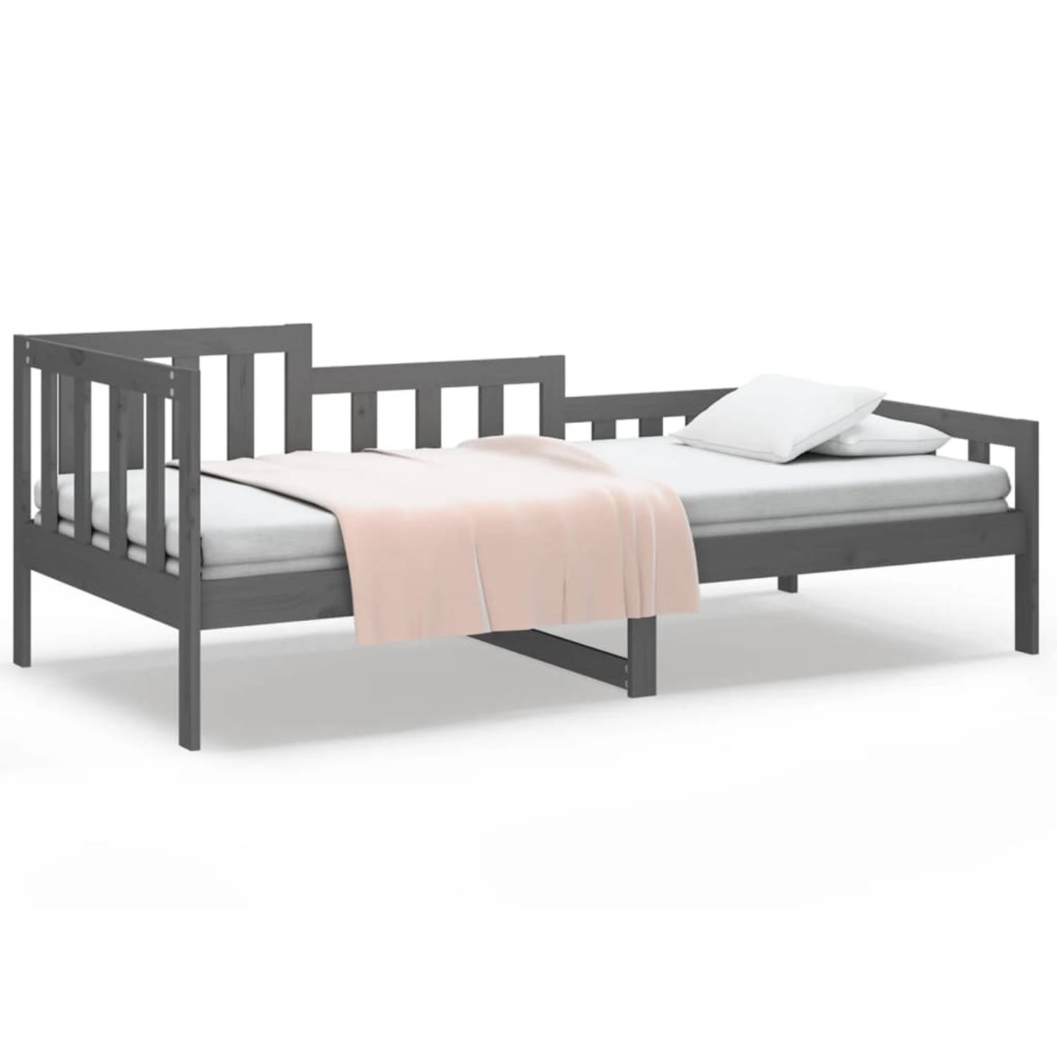 The Living Store Slaapbank 80x200 cm massief grenenhout grijs - Slaapbank - Slaapbanken - Bedbank - Bed - Bedframe - Houten Bedframe - Bedbodem - Logeerbed - Slaapmeubel - Ledikant