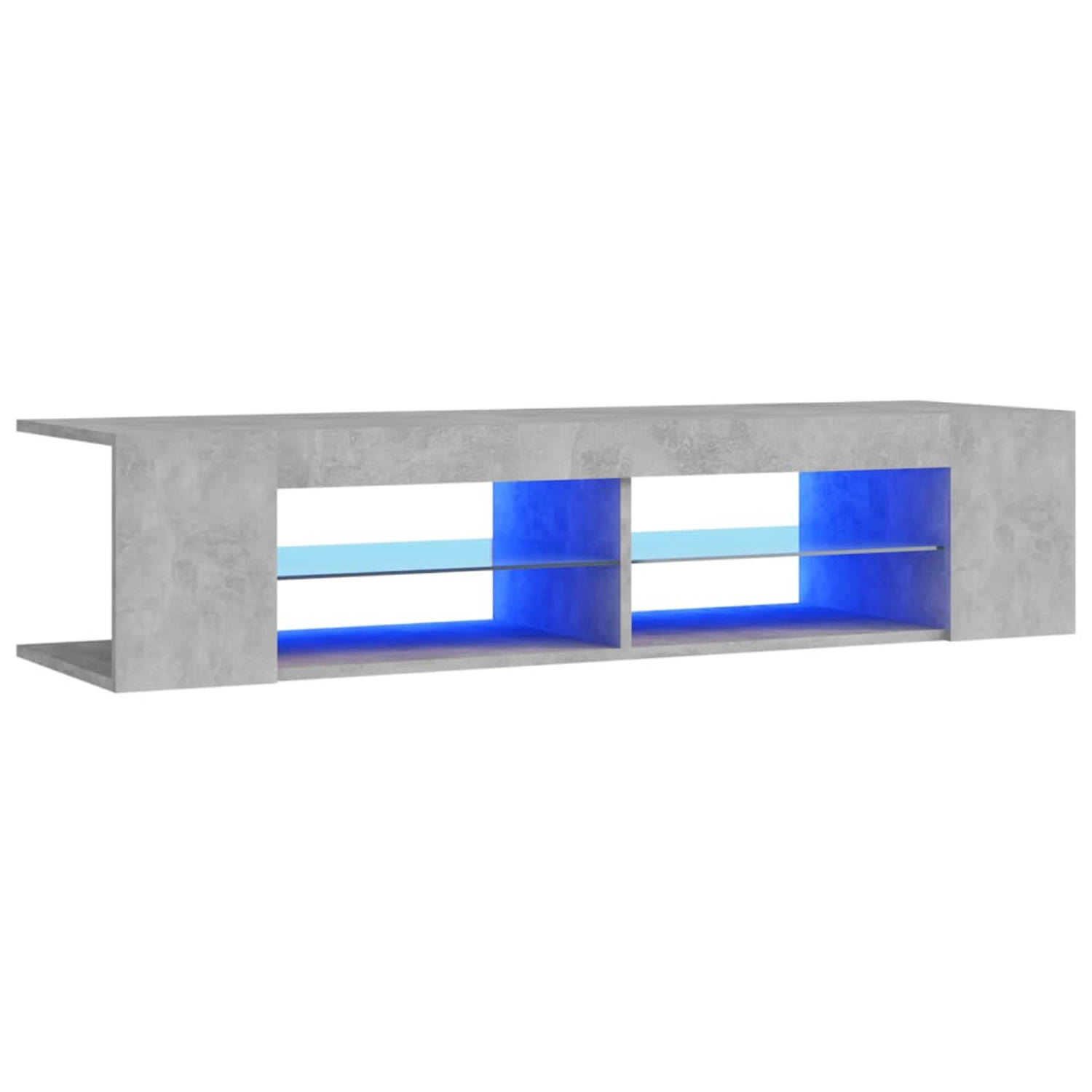 The Living Store TV-meubel LED-verlichting betongrijs 135x39x30cm - duurzaam - ruime opbergmogelijkheden - trendy design