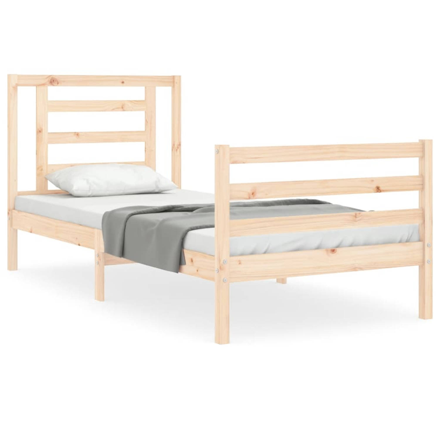 The Living Store Houten Bedframe - Grenenhout - 195.5 x 95.5 x 100 cm - Multiplex lattenbodem