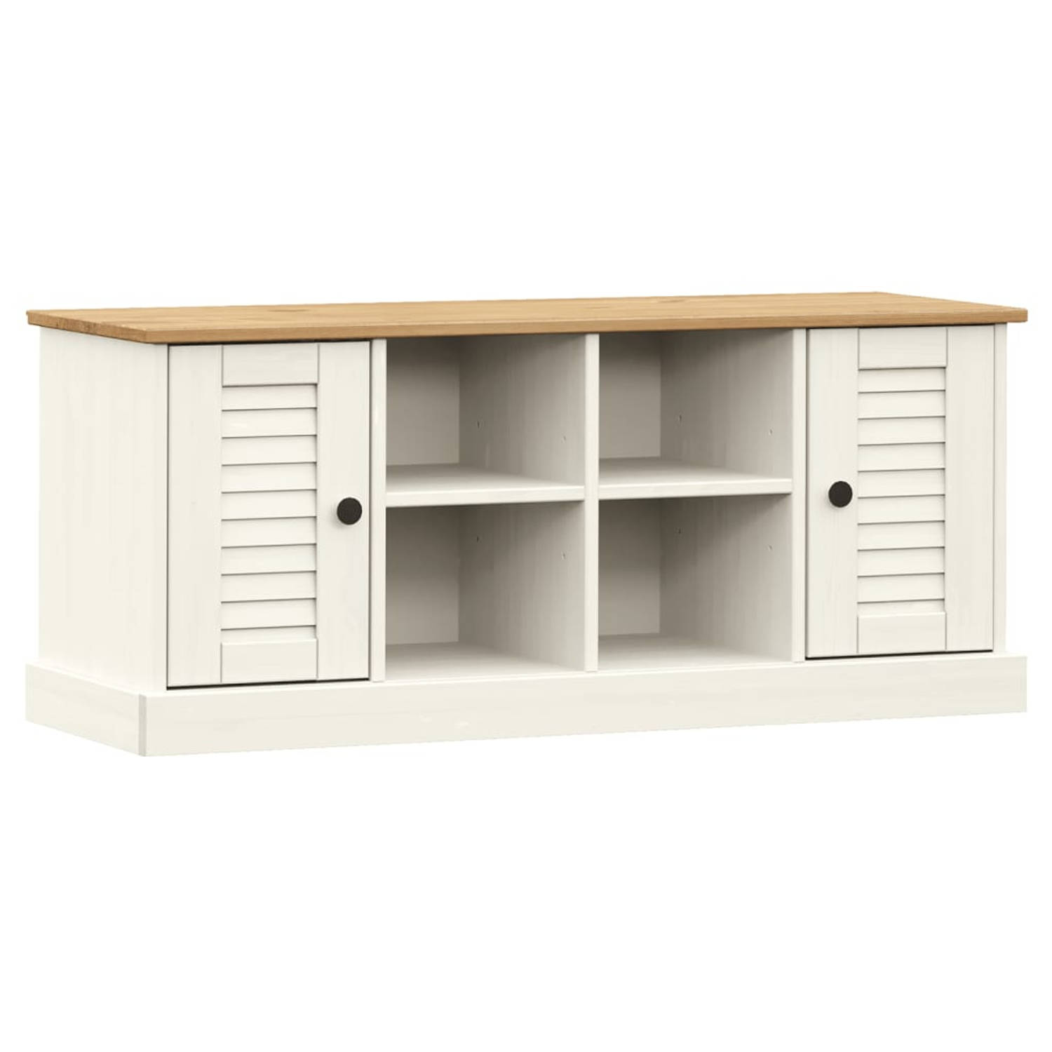 The Living Store Schoenenbank VIGO 106x35x40 cm massief grenenhout wit - Hocker