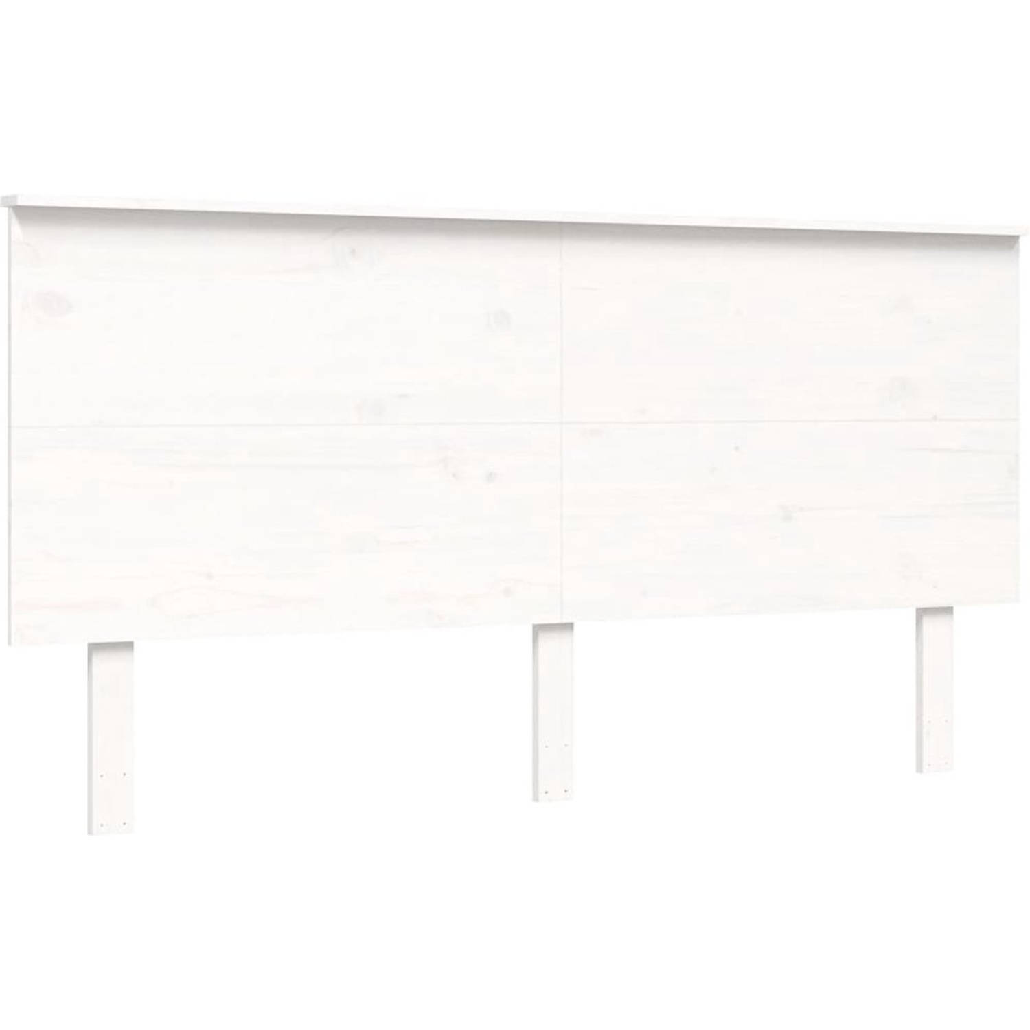 The Living Store Bedframe - Massief grenenhout - Multiplex lattenbodem - 203.5 x 153.5 x 82.5 cm - Wit
