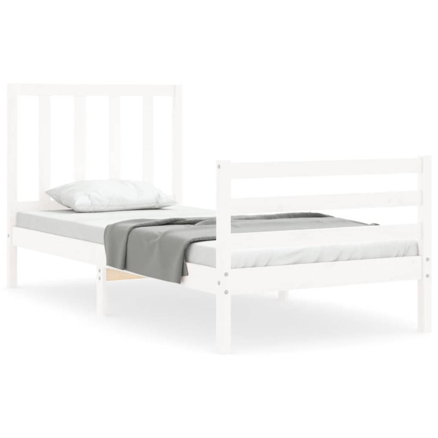 The Living Store Bedframe - Massief grenenhout - 100 x 200 cm - Wit