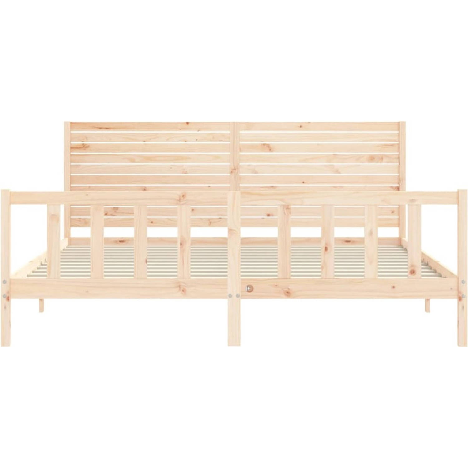 The Living Store Massief grenenhouten bedframe - Functioneel - Bed - 205.5 x 205.5 x 100 cm - Onbehandeld