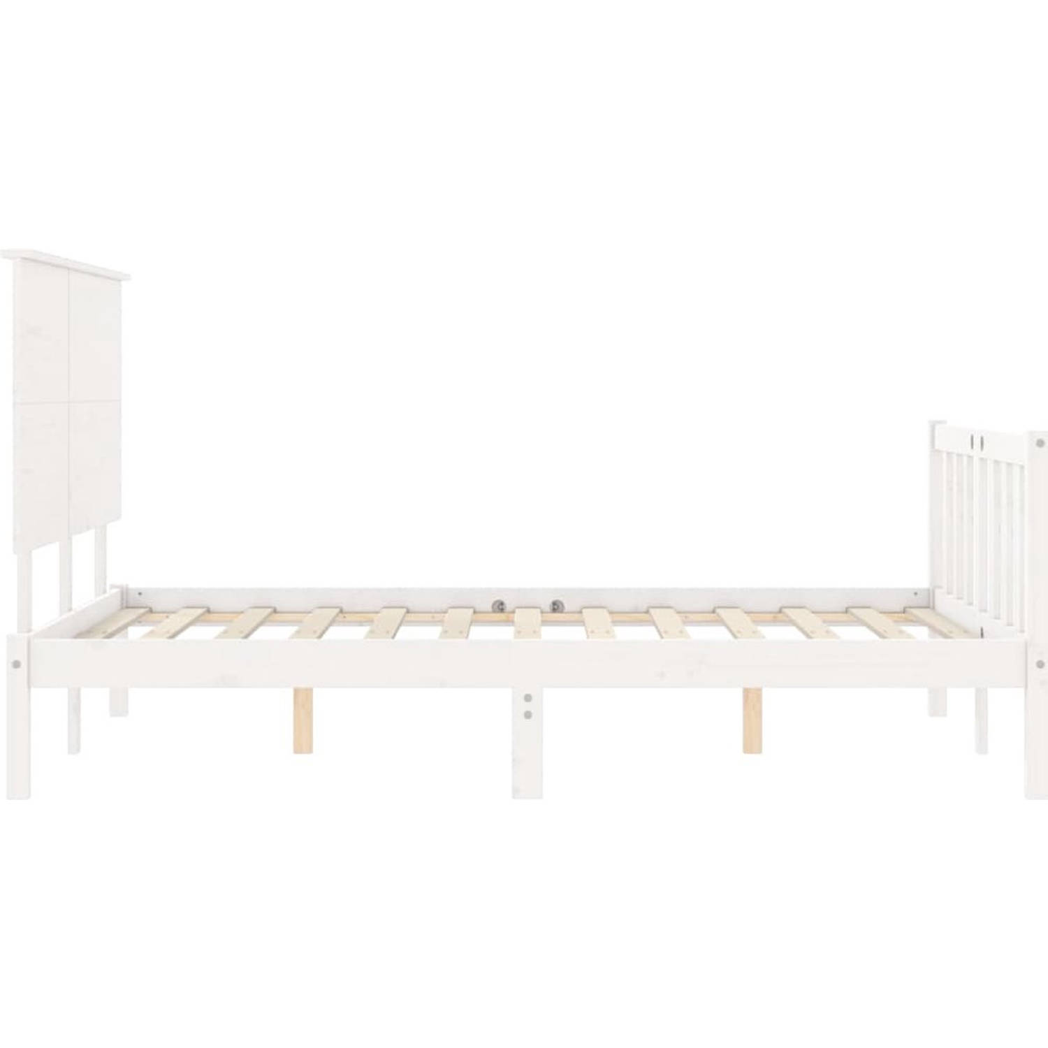 The Living Store Bedframe - Grenenhout - 205.5 x 185.5 x 82.5 cm - Wit - Montage vereist