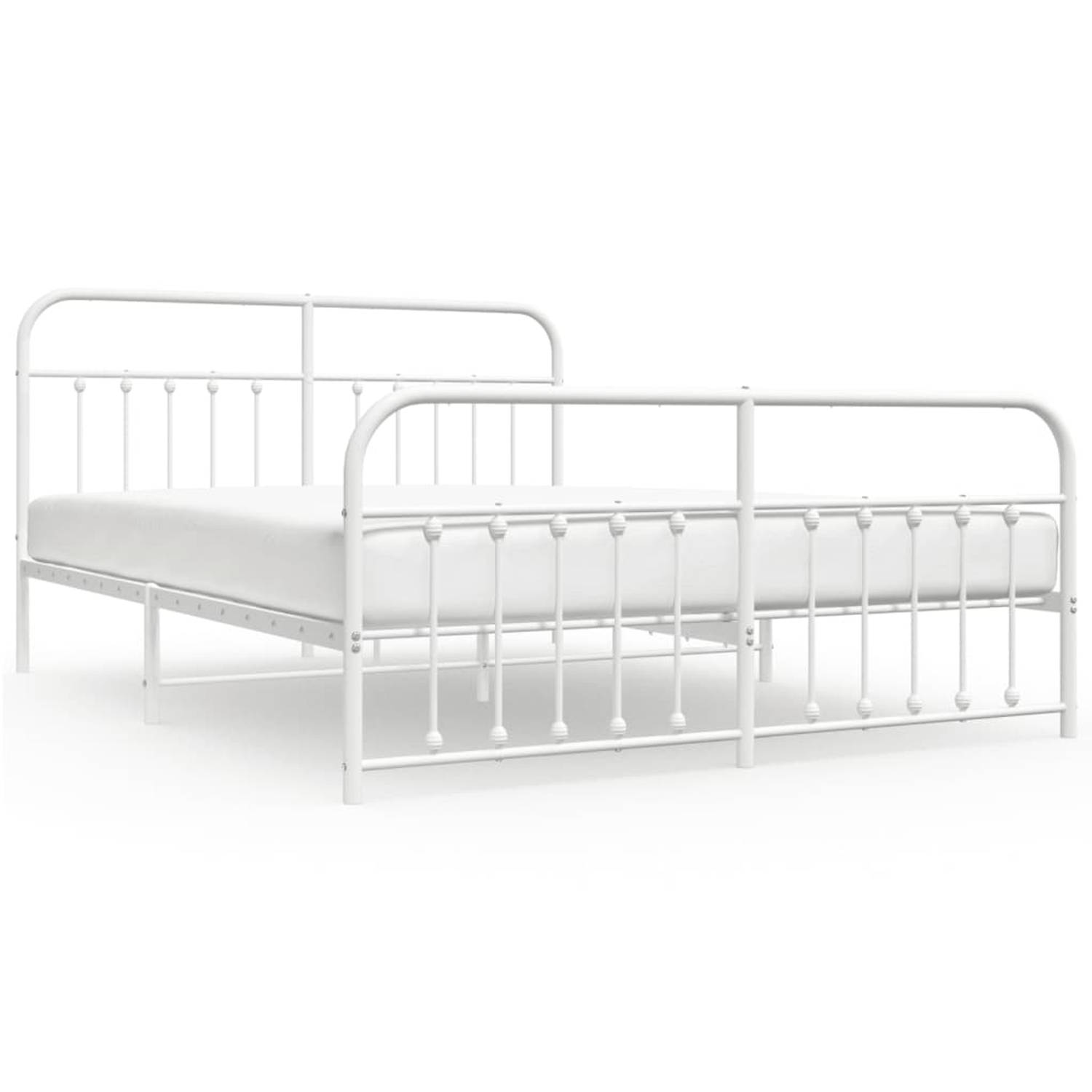 The Living Store Bedframe met hoofd- en voeteneinde metaal wit 183x213 cm - Bed