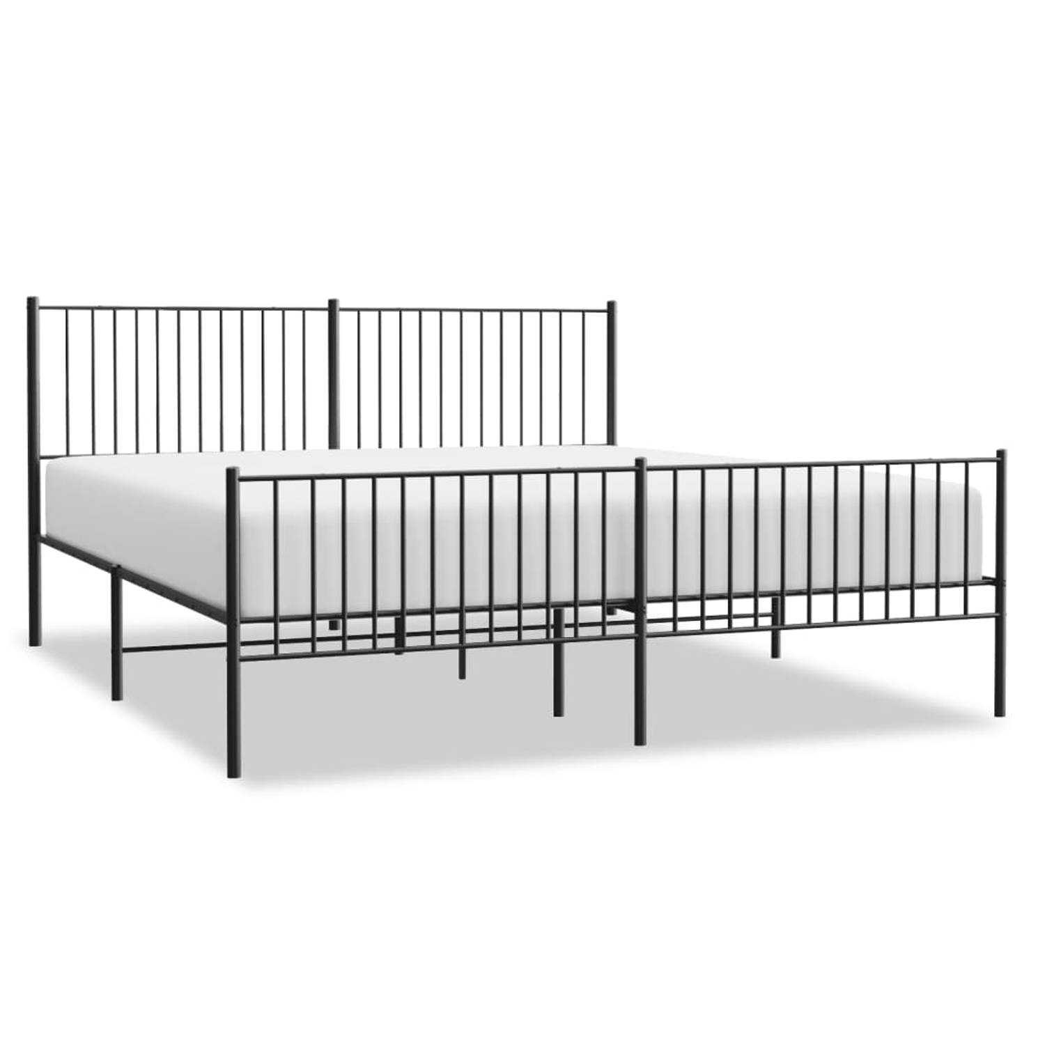 The Living Store Bedframe met hoofd- en voeteneinde metaal zwart 200x200 cm - Bed