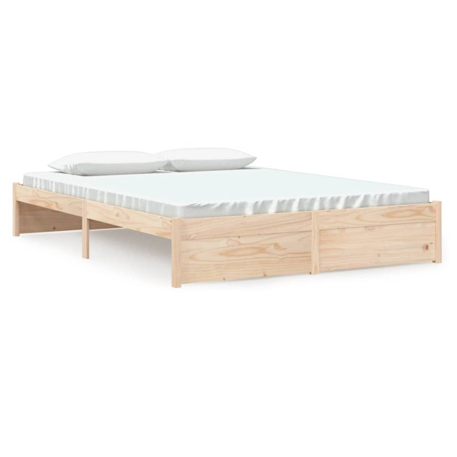 The Living Store Bedframe massief grenenhout 150x200 cm 5FT King Size - Bedframe - Bedframes - Tweepersoonsbedframe - Bedbodem - Bed - Houten Bedje - Ledikant - Houten Ledikant - T