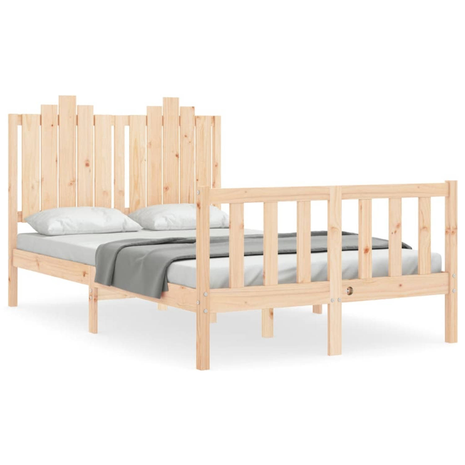 The Living Store Bedframe met hoofdbord massief hout 4FT Small Double - Bedframe - Bedframes - Bed - Tweepersoonsbed - Slaapkamermeubel - Houten Bedframe - Houten Bed - Bedbodem -