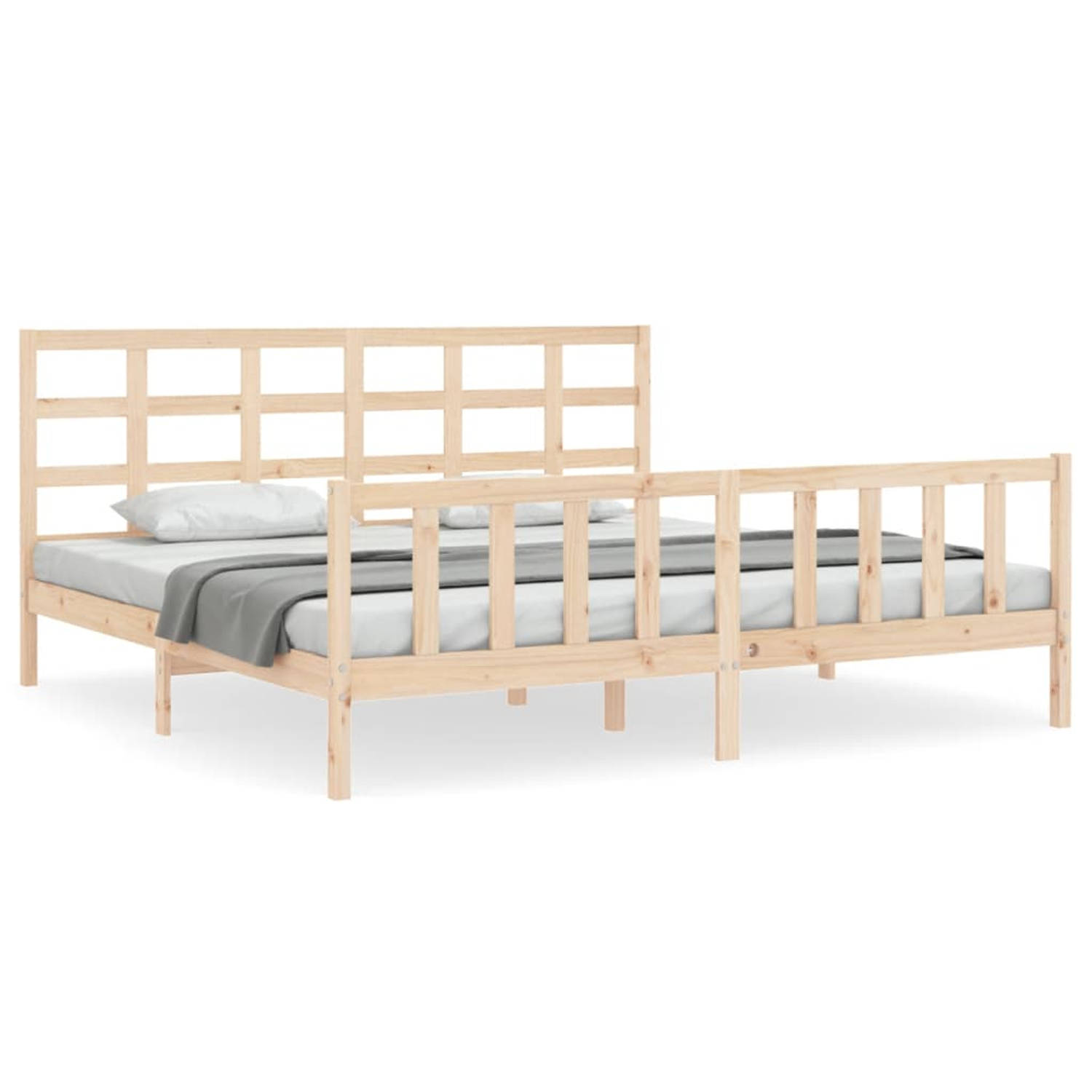 The Living Store Bedframe met hoofdbord massief hout 5 FT King Size - Bedframe - Bedframes - Bed - Tweepersoonsbed - Slaapkamermeubel - Houten Bedframe - Houten Bed - Bedbodem - Ma