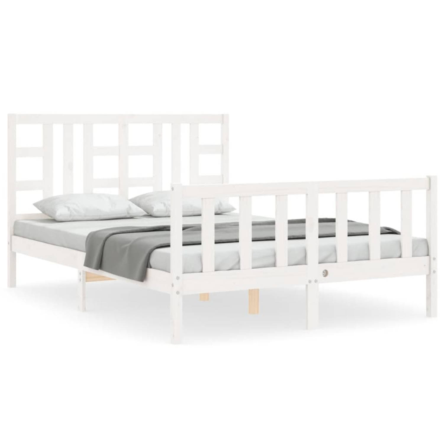 The Living Store Bedframe - Massief grenenhout - 205.5 x 155.5 x 100 cm - Wit