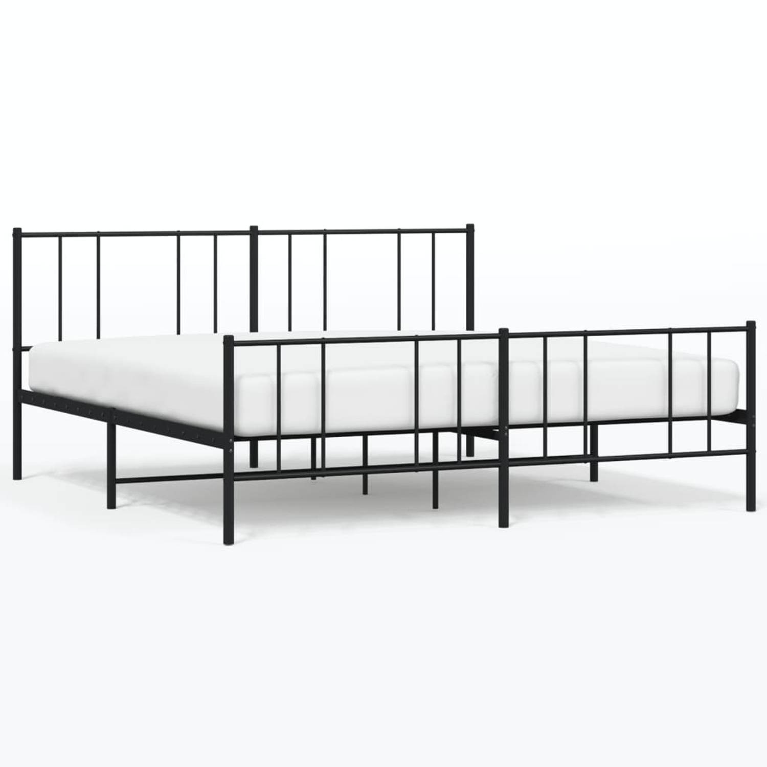 The Living Store Bedframe met hoofd- en voeteneinde metaal zwart 200x200 cm - Bed