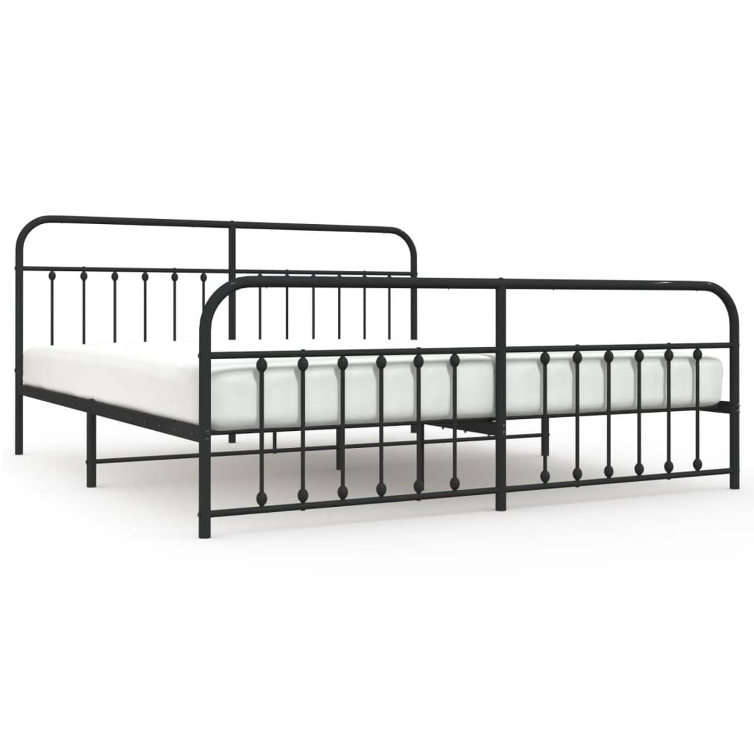 The Living Store Klassiek Bedframe - Metalen - Zwart - 207x206x100 cm - Robuuste constructie