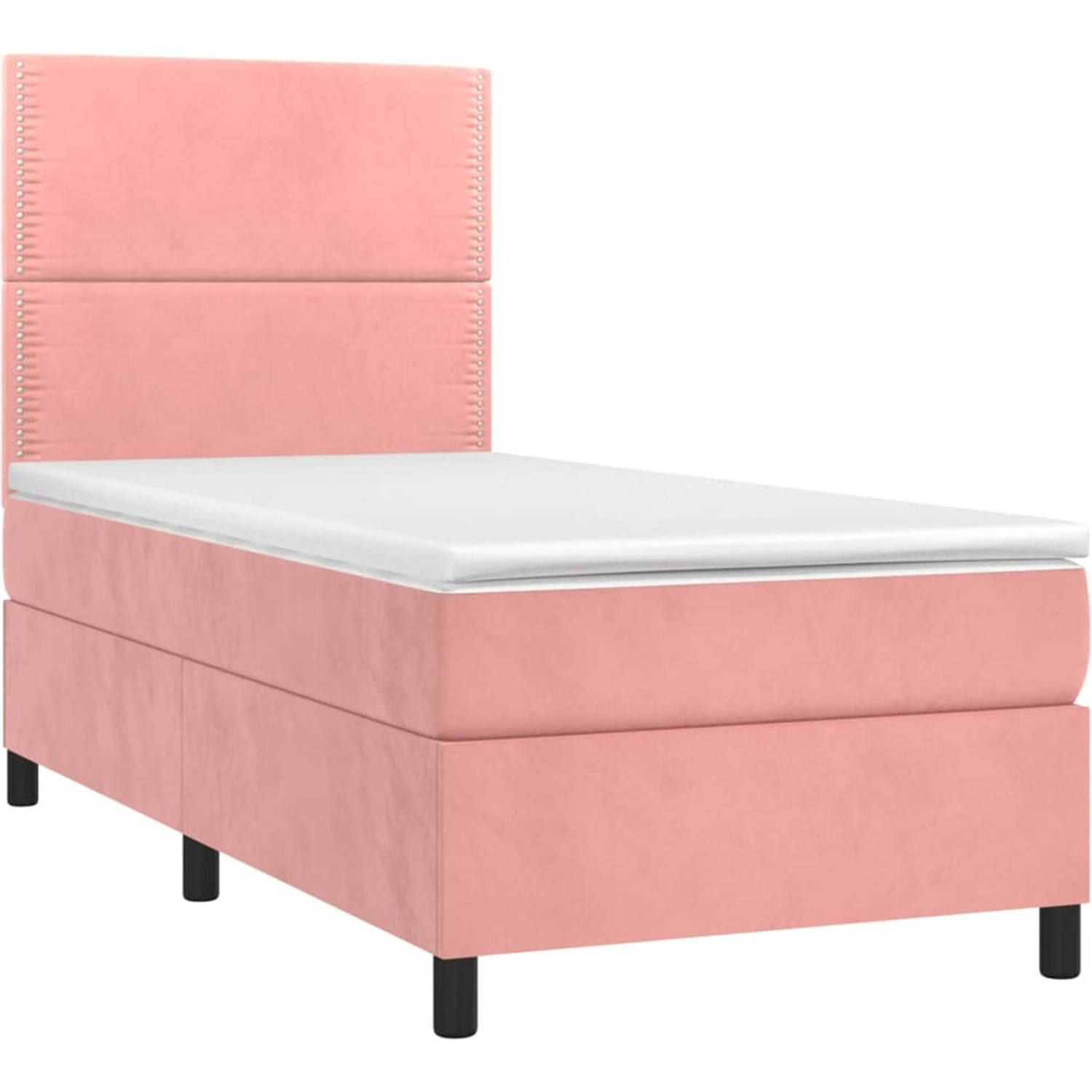 The Living Store Boxspringbed - - bed - 203x100x118/128 cm - zacht fluweel