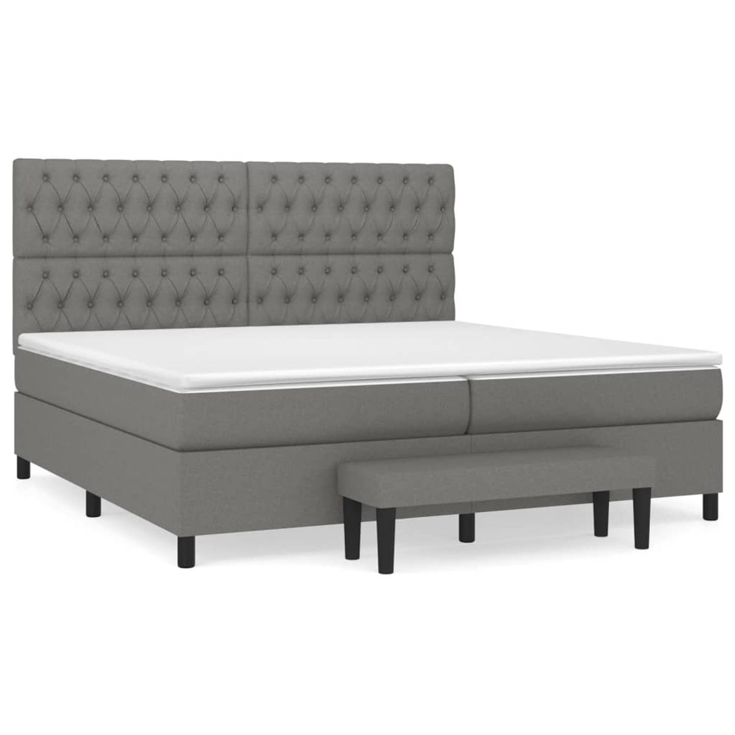 The Living Store Boxspring met matras stof donkergrijs 200x200 cm - Boxspring - Boxsprings - Pocketveringbed - Bed - Slaapmeubel - Boxspringbed - Boxspring Bed - Eenpersoonsbed - B