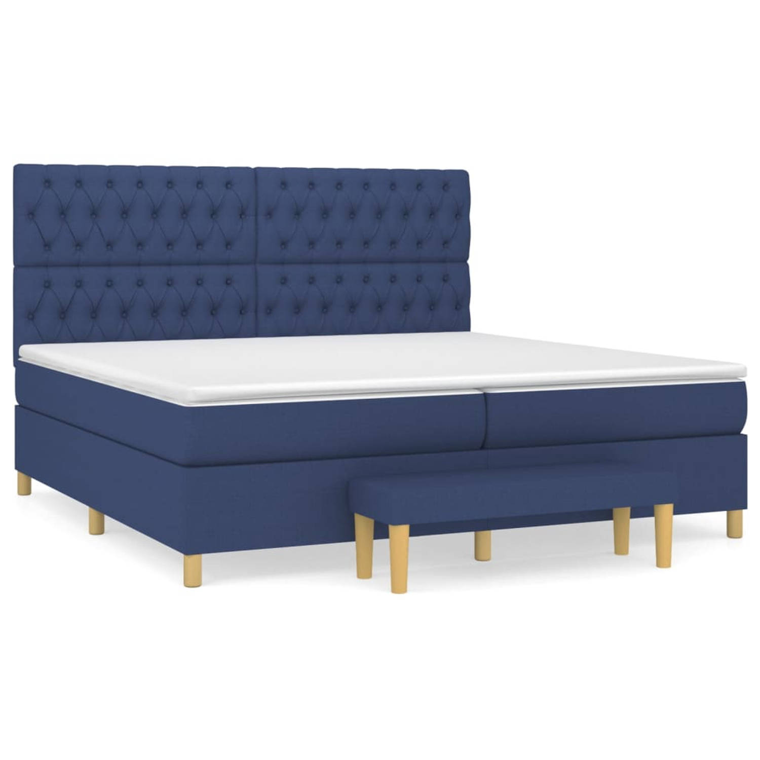 The Living Store Boxspring met matras stof blauw 200x200 cm - Boxspring - Boxsprings - Pocketveringbed - Bed - Slaapmeubel - Boxspringbed - Boxspring Bed - Eenpersoonsbed - Bed Met