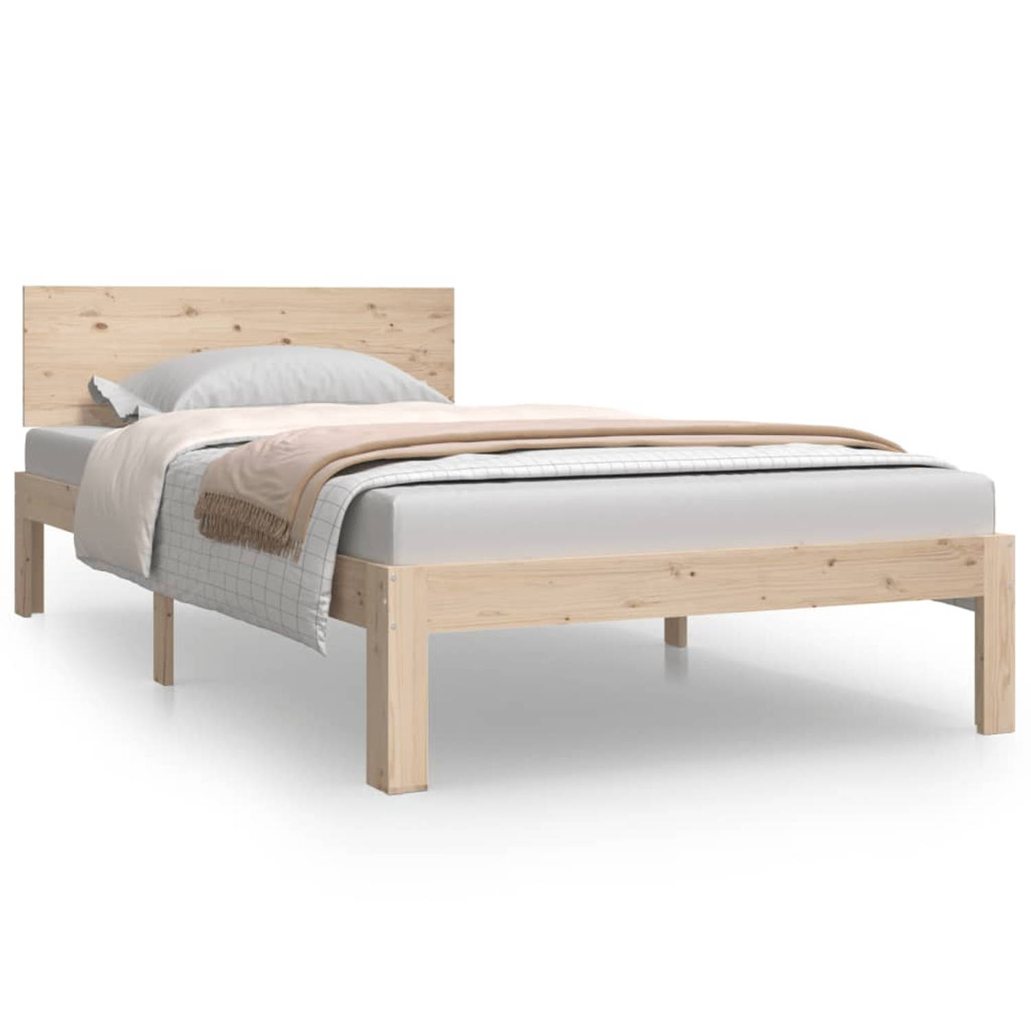 The Living Store Bedframe massief grenenhout 100x200 cm - Bedframe - Bedframes - Bed - Eenpersoonsbed - Slaapkamermeubel - Houten Bedframe - Houten Bed - Bedbodem - Massief Houten