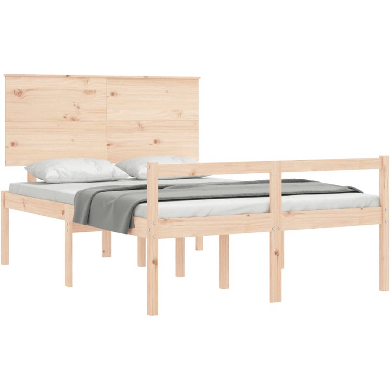 The Living Store Grenen Houten Bedframe - 205.5 x 145.5 x 82.5 cm - Multiplex Lattenbodem