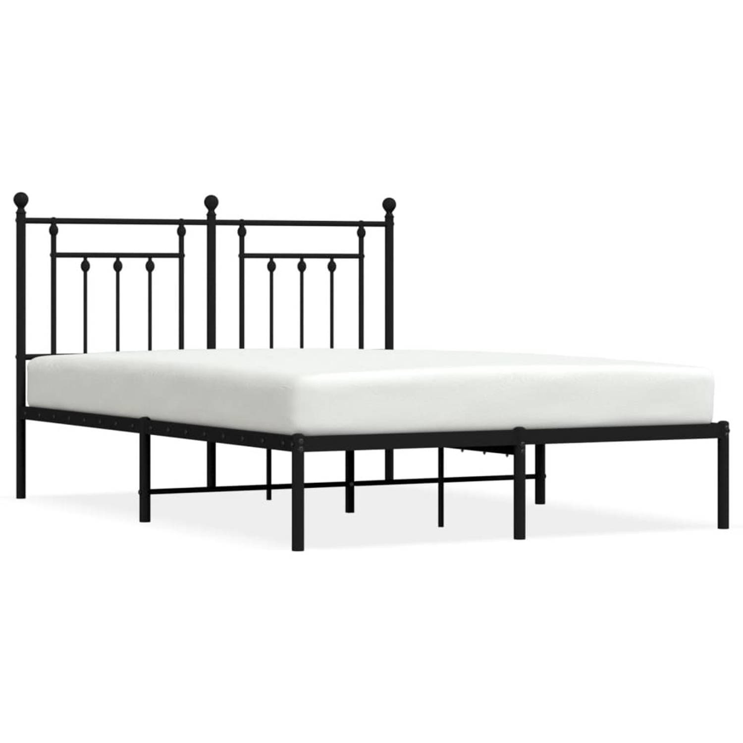 The Living Store Bedframe met hoofdbord metaal zwart 150x200 cm - Bed