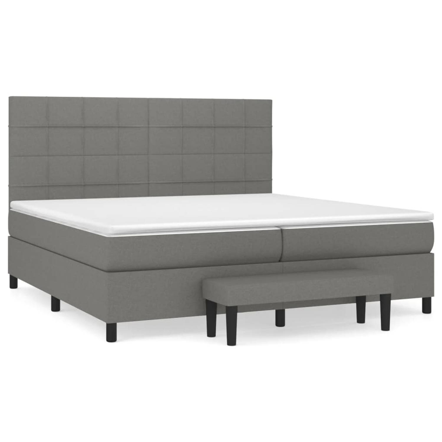 The Living Store Boxspring met matras stof donkergrijs 200x200 cm - Bed