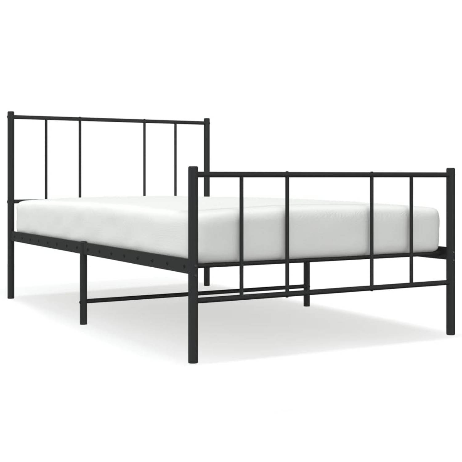 The Living Store Bedframe - Logeerbed - Zwart - 207 x 105 x 90 cm - Metalen Constructie