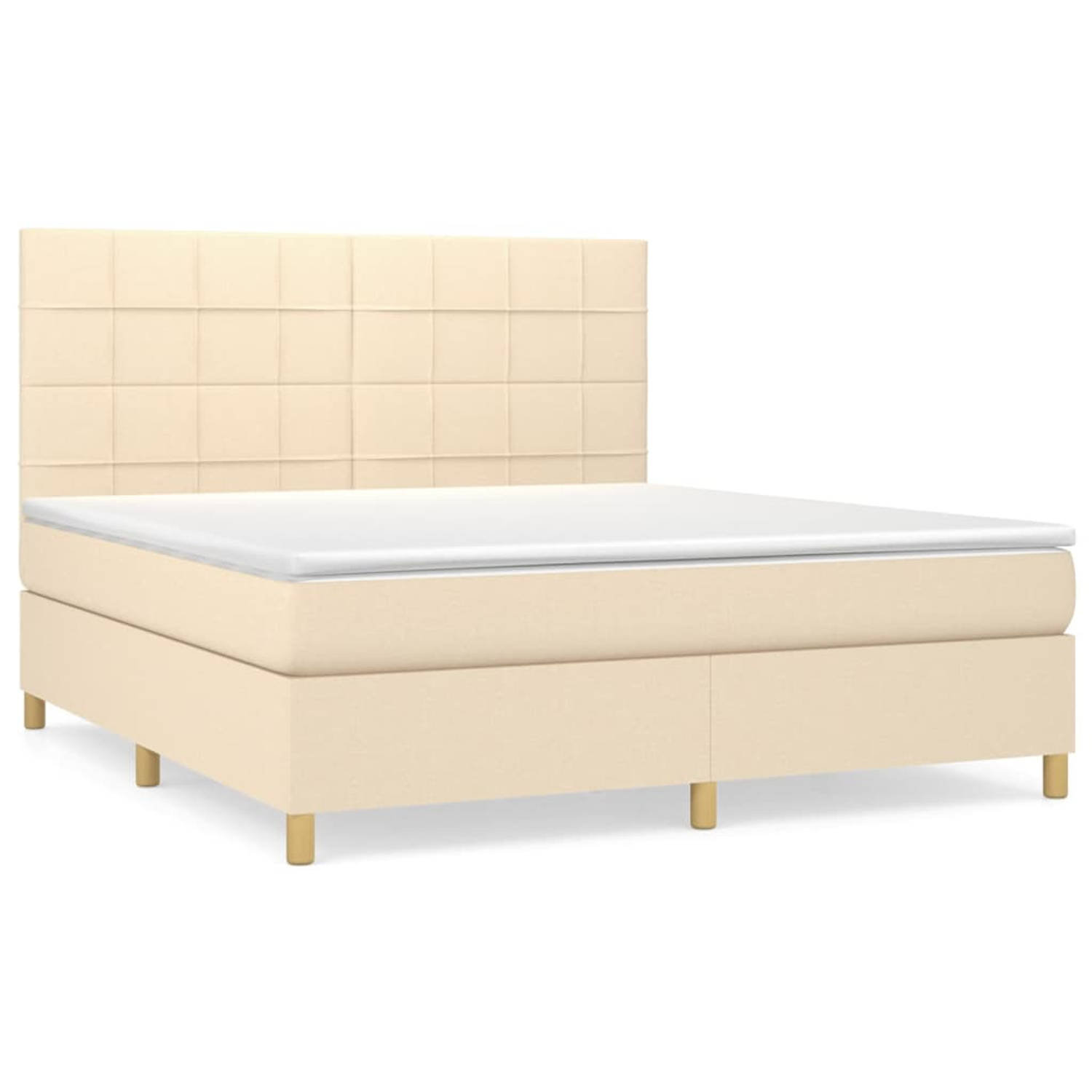 The Living Store Boxspringbed - Pocketvering - 160x200 cm - Crème