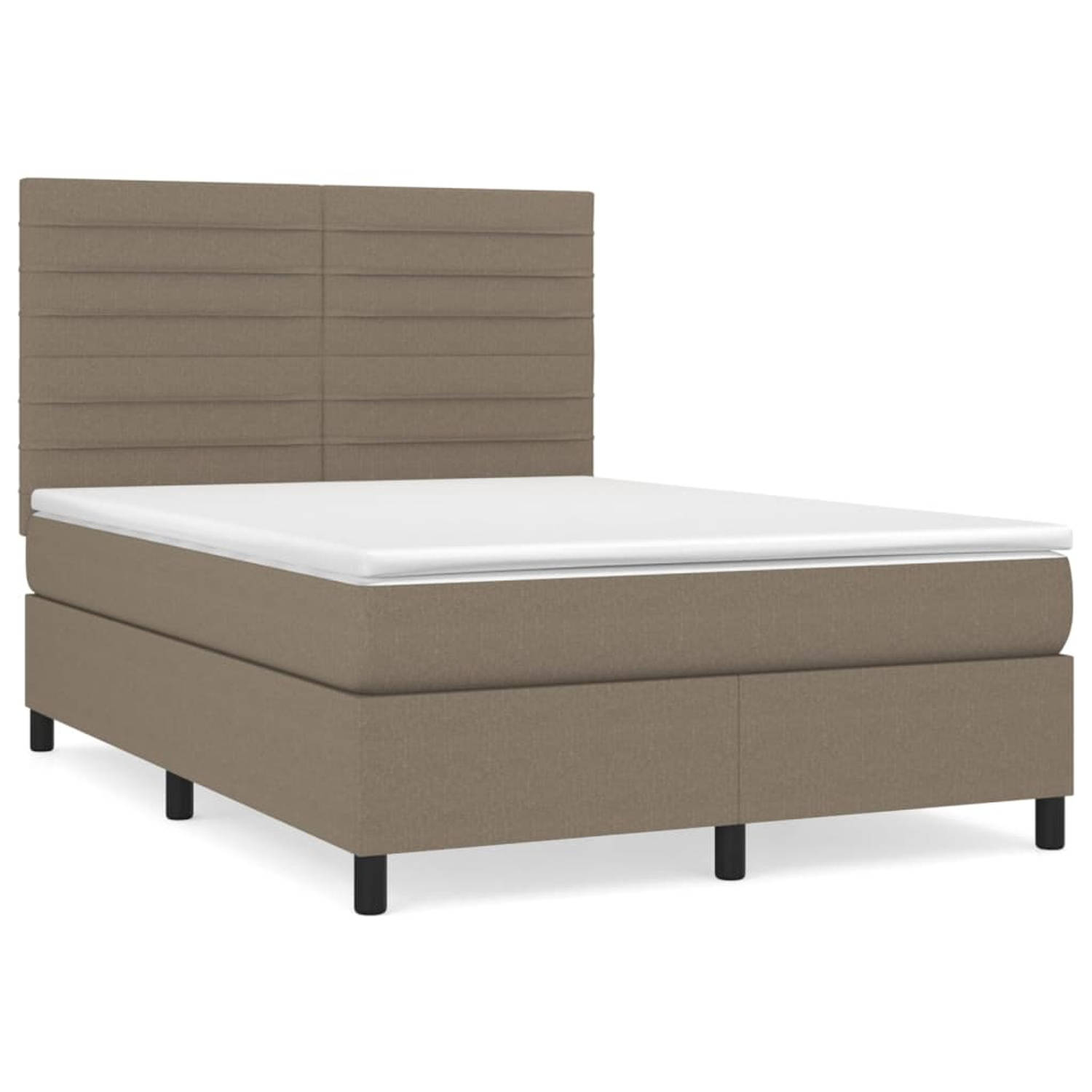 The Living Store Boxspringbed - Pocketvering - 140 x 200 cm - Taupe/Wit