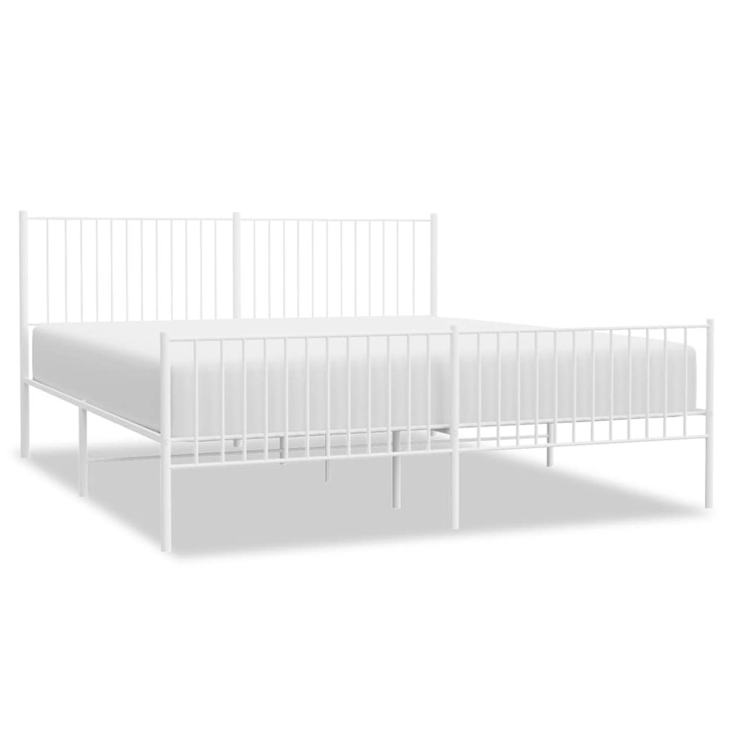 The Living Store Bedframe met hoofd- en voeteneinde metaal wit 193x203 cm - Bed