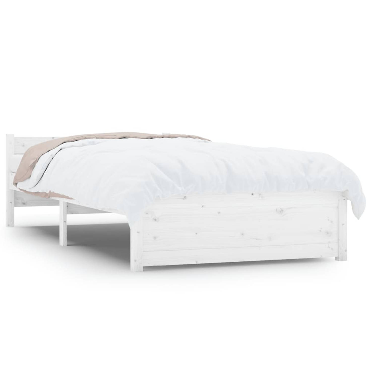 The Living Store Bedframe massief hout wit 100x200 cm - Bed