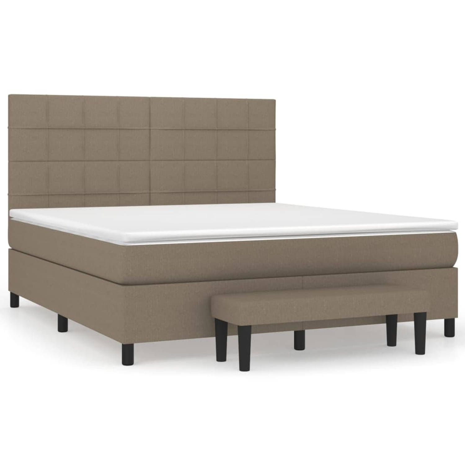 The Living Store Boxspringbed - Pocketvering - 160 x 200 cm - Taupe - Inclusief Matras en Topmatras